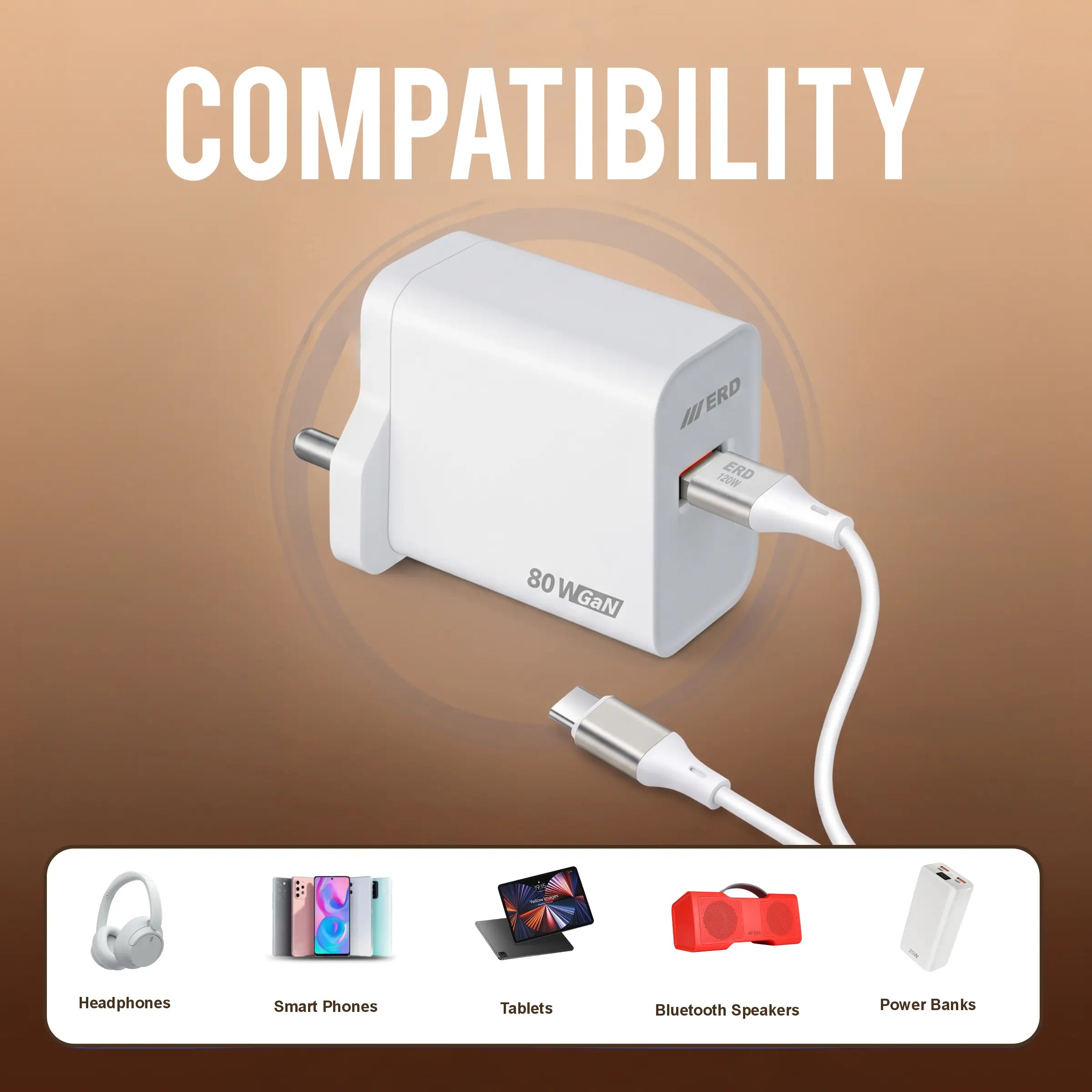 TC-166 USB-A GaN Charger With A to C Cable, 80W