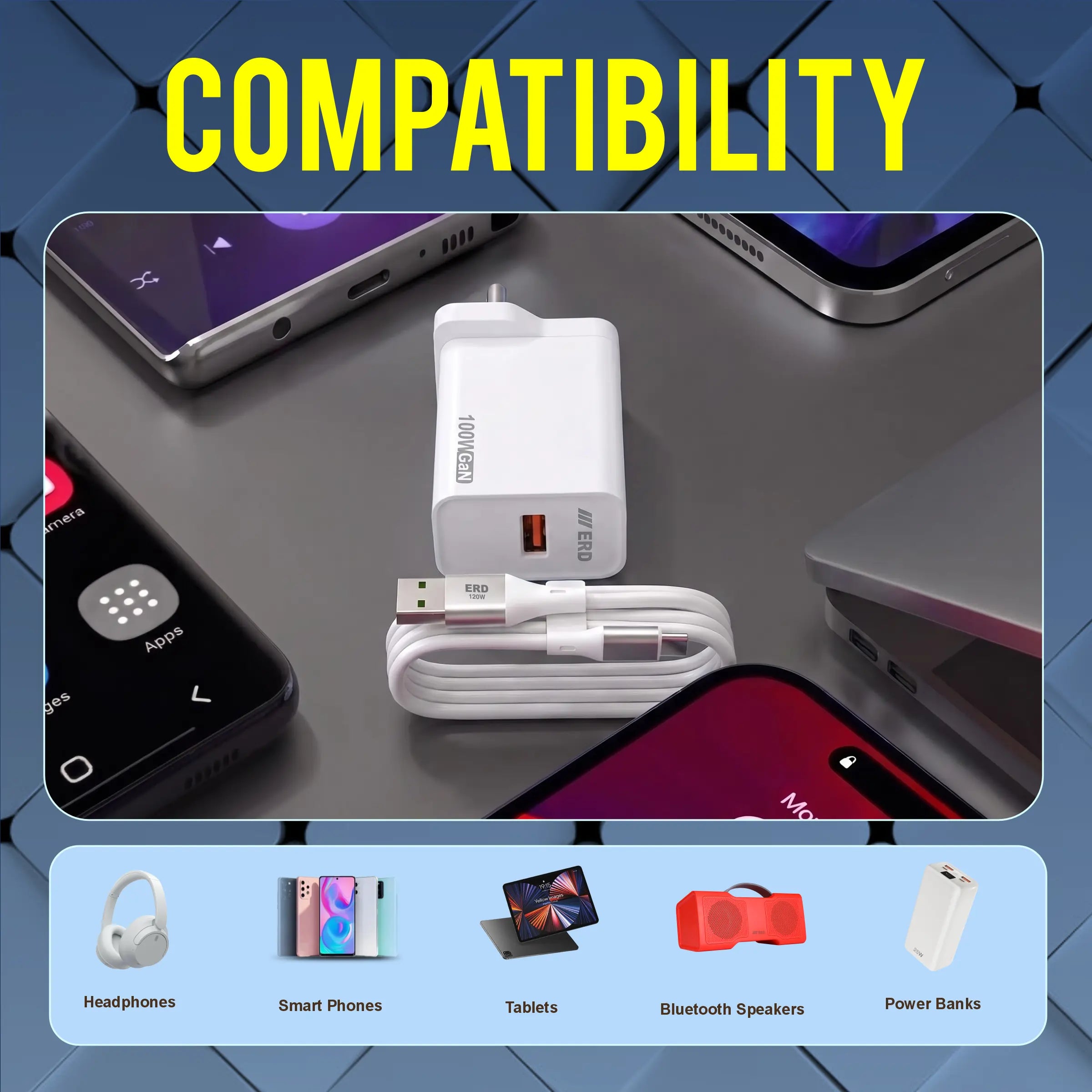 TC-167 USB-A GaN Charger With A to C Cable, 100W