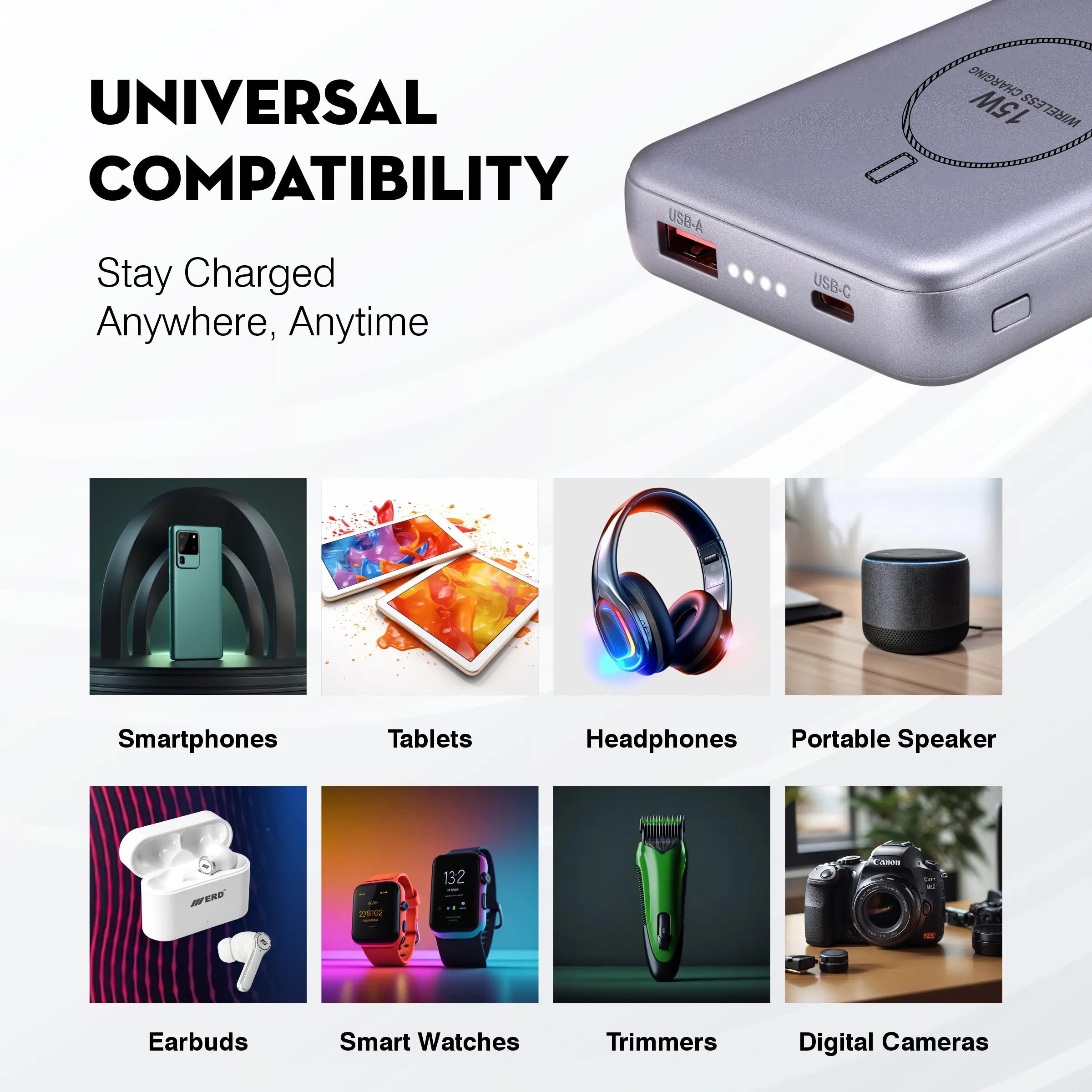 ERD PB-180 Power Bank 10000 mAh (25W) with Wireless Charging