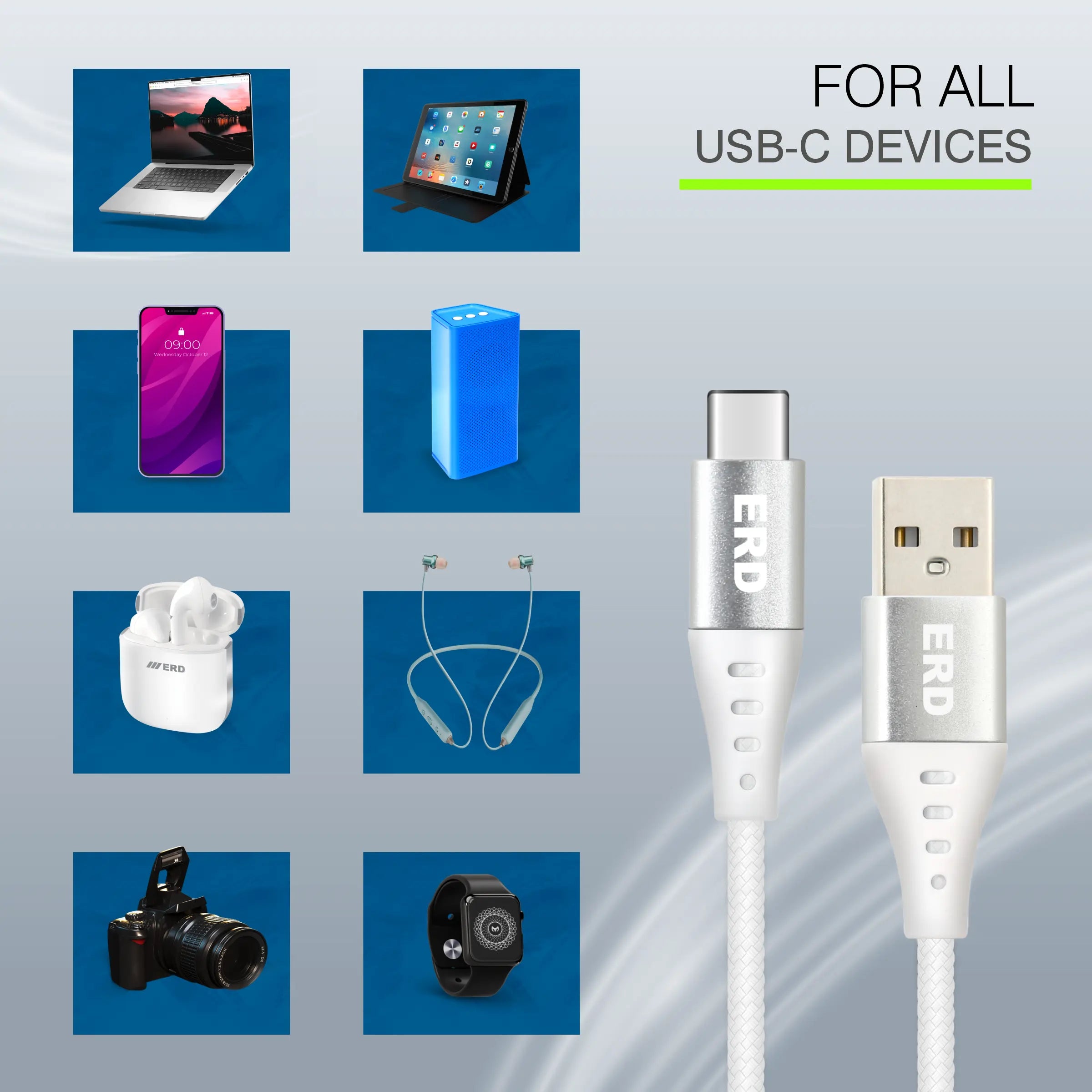 ERD UC-130 USB-C Braided Data Cable-35W