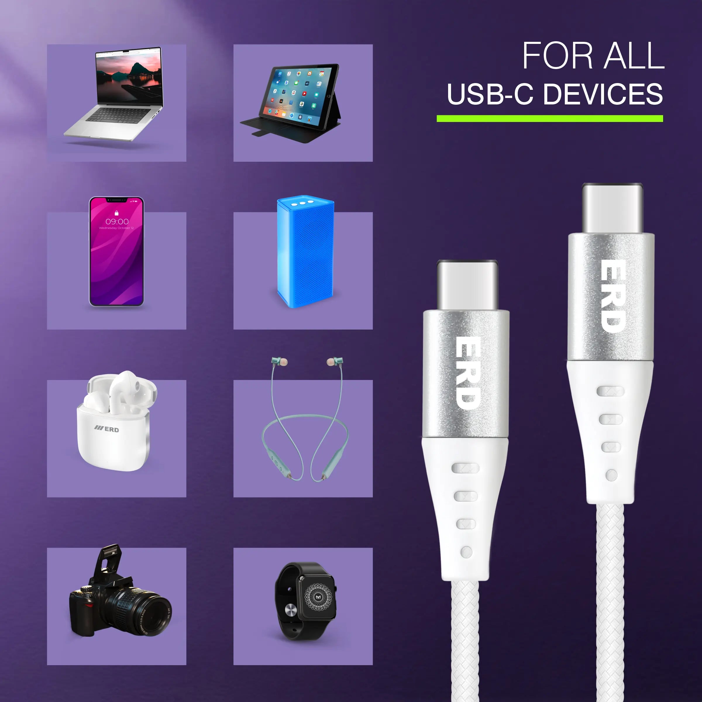 ERD UC-117 USB-C TO C Braided Data Cable