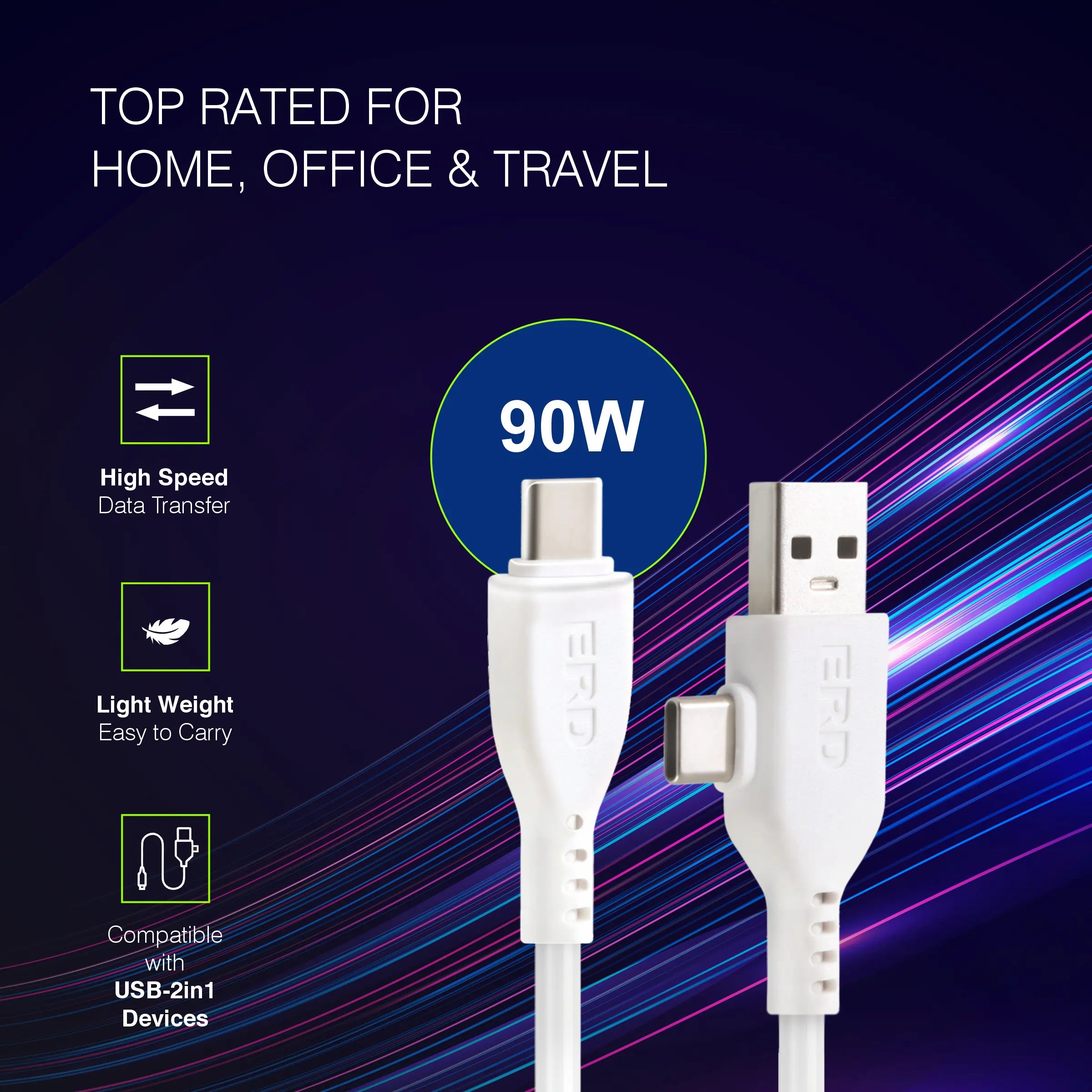 Multifunction Data Cable Buy ERD UC-102 Multi USB Charging Cable 2-in-1 at Best Price Online