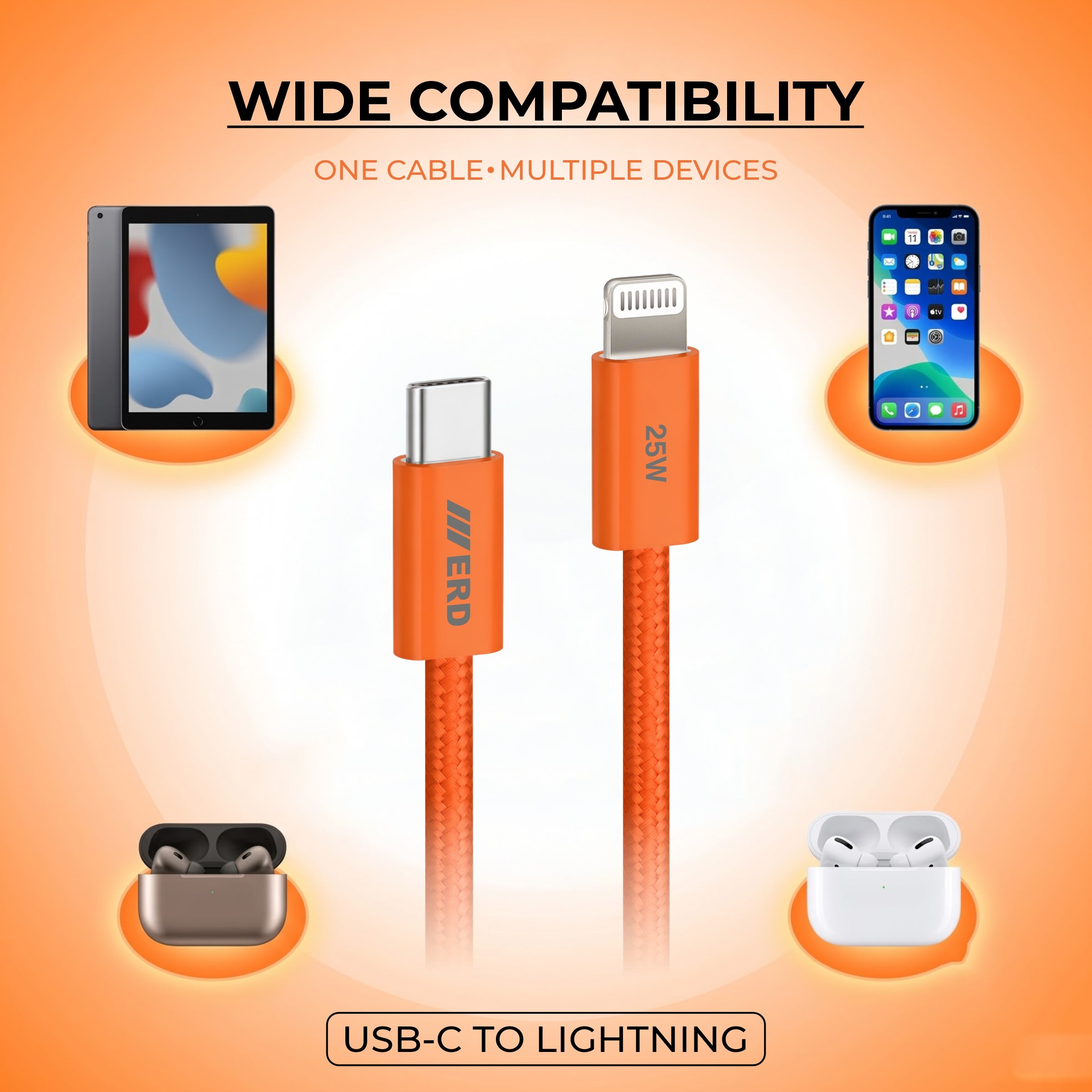 UC-388 USB-C to Lightning Braided Data Cable Solid casing 25W