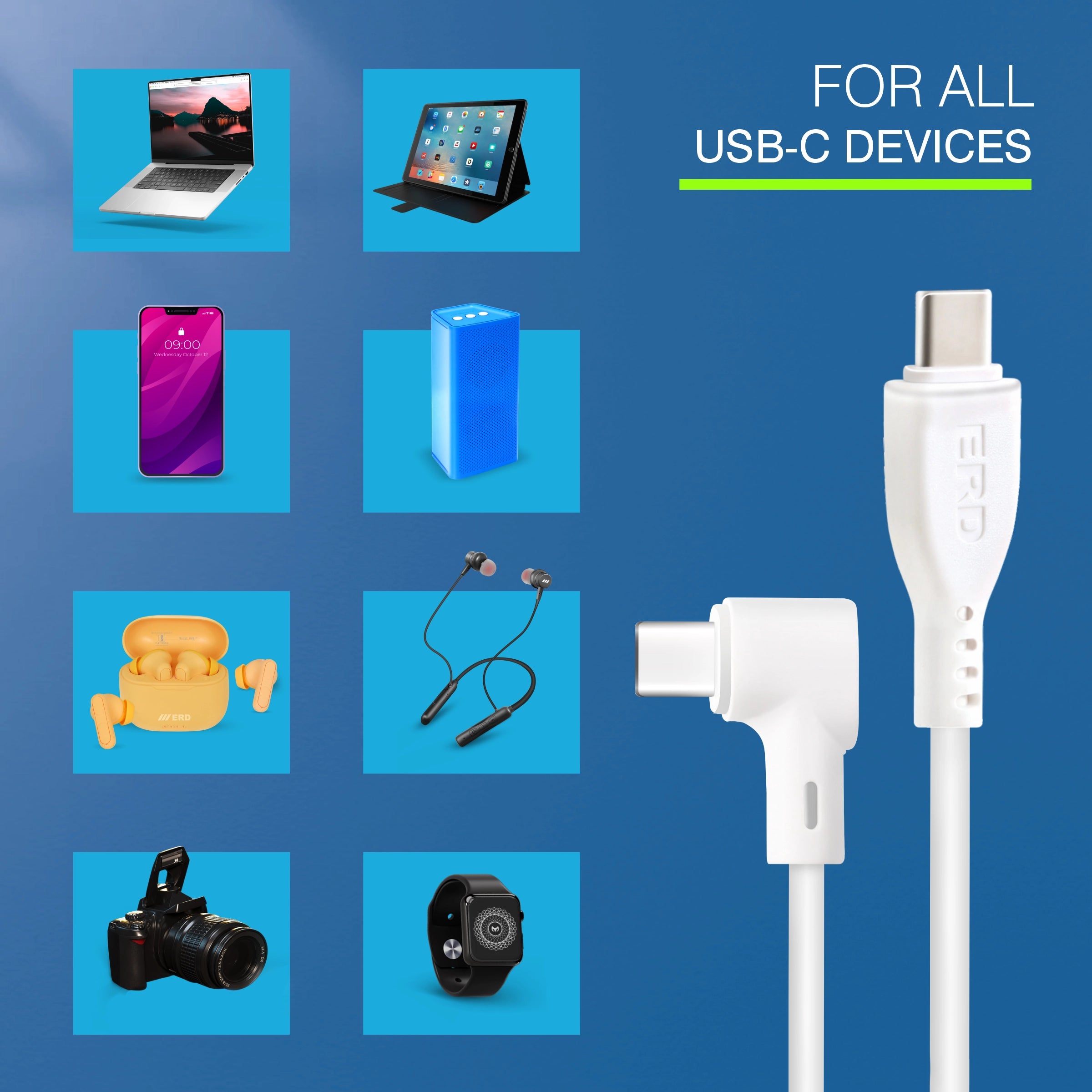 ERD UC-122 USB-C To C L-Shape Data Cable