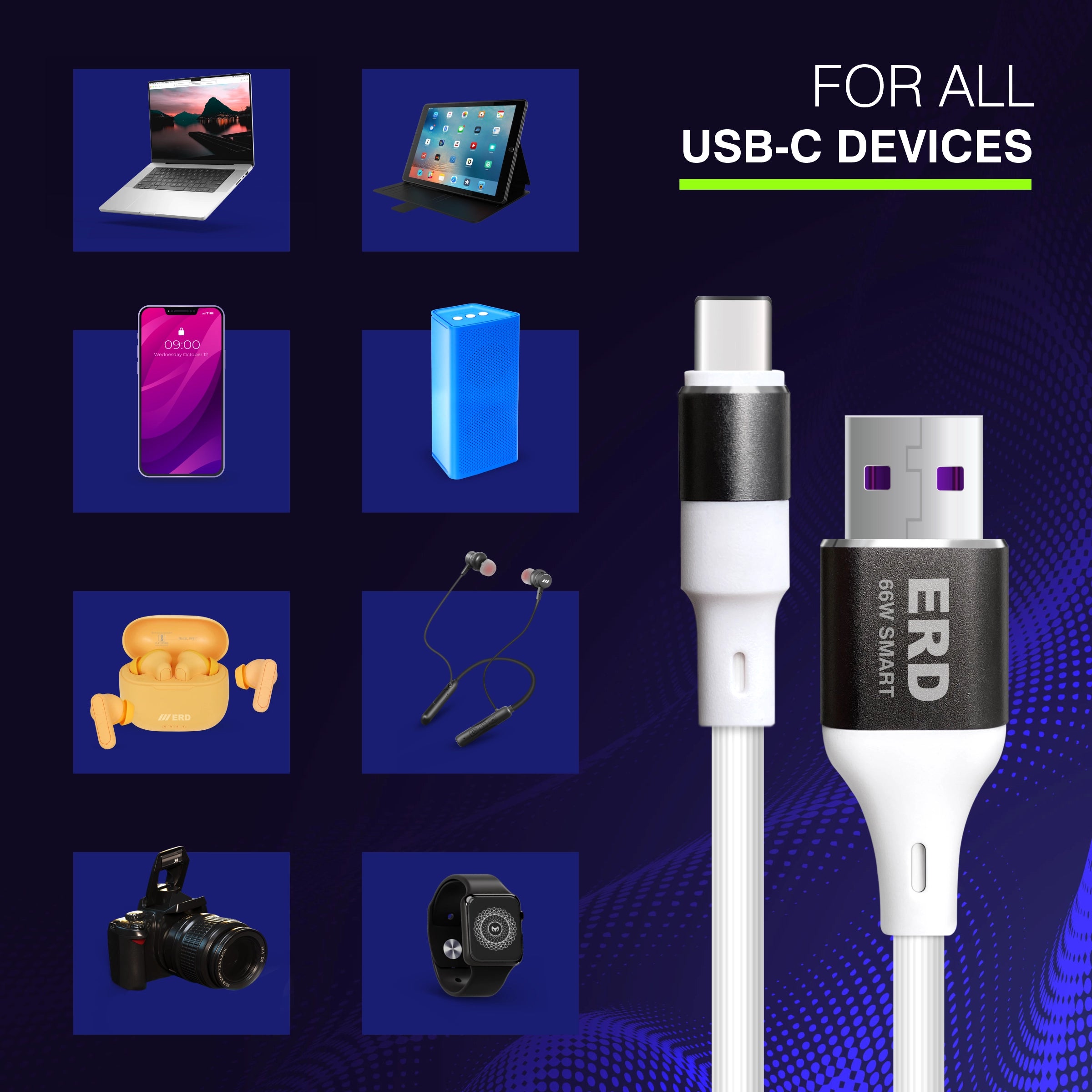ERD UC-143 USB-C Smart Metal Cable 66W
