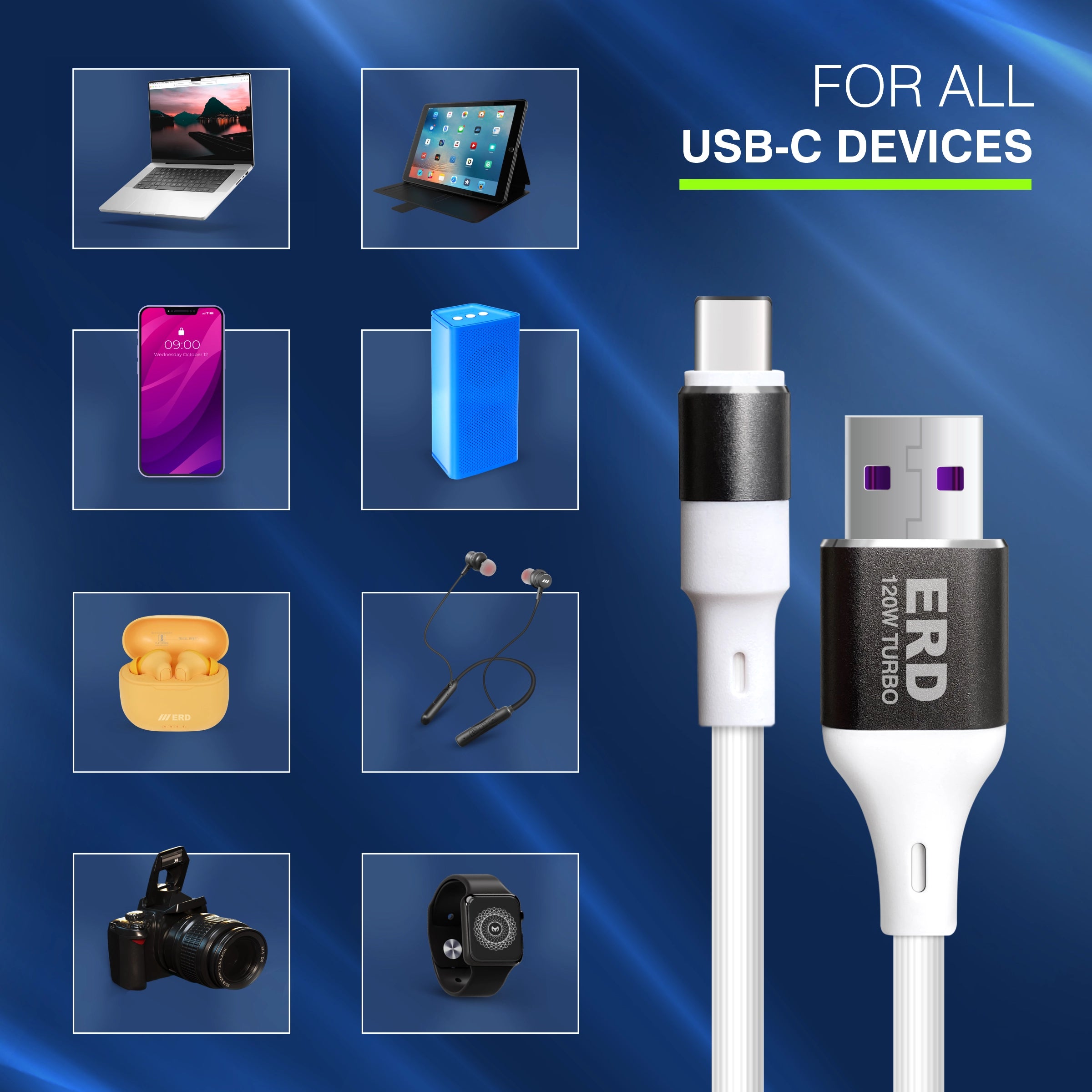 ERD UC-146 USB-C Turbo Charge Metal Cable