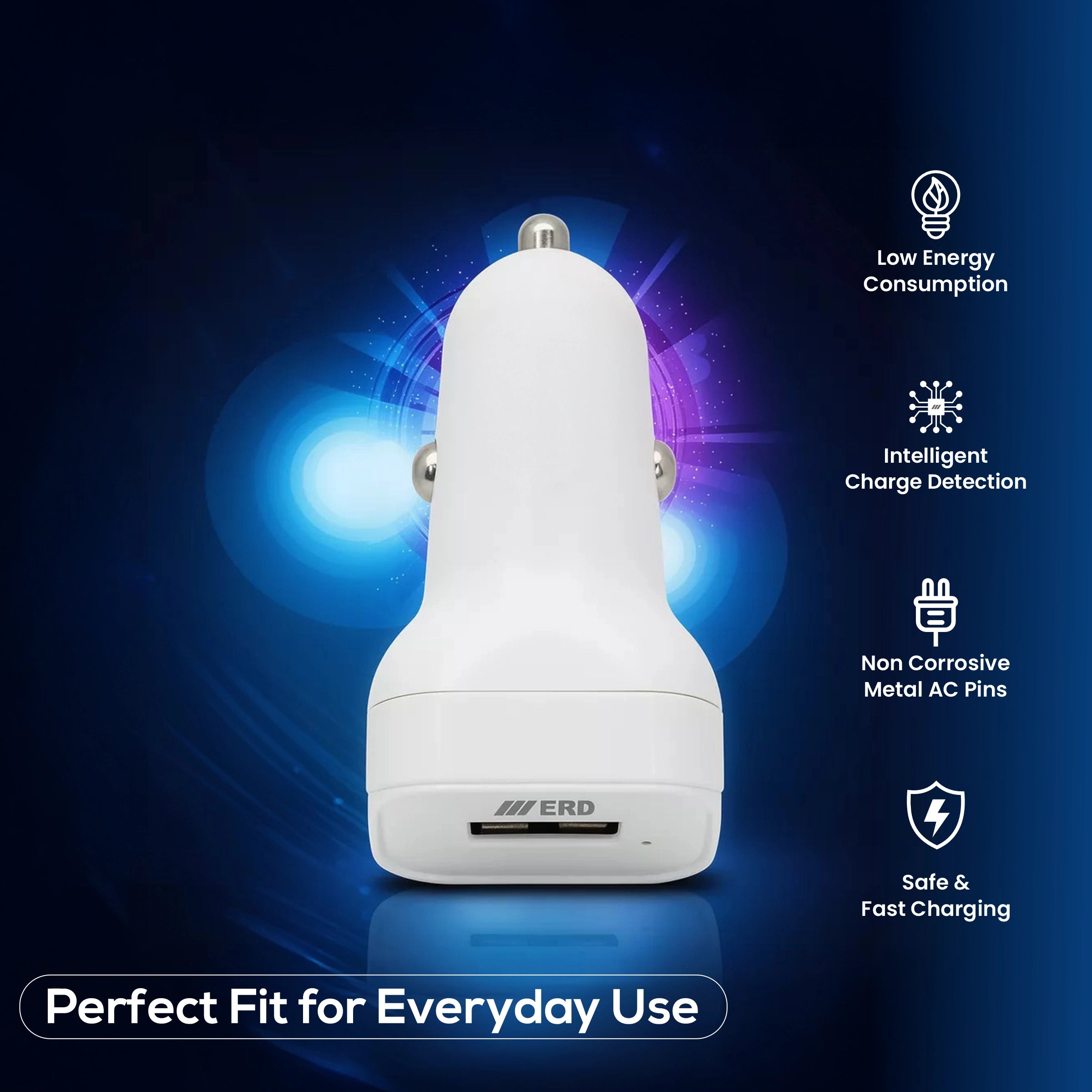 ERD CC-103 CHARGER  2 IN 1 USB WHT 15W