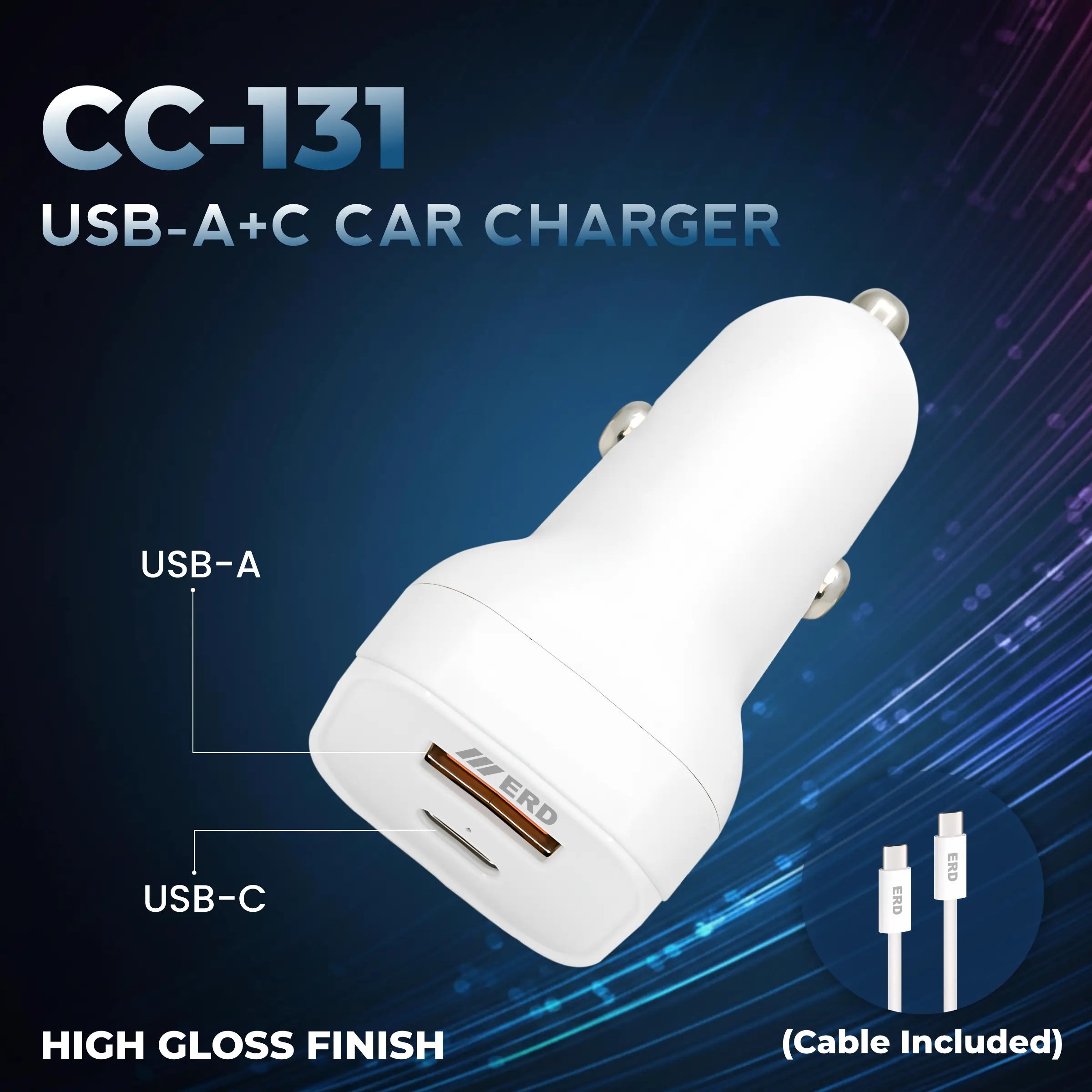 ERD CC-131 CHARGER USB A/ CTOC PD WHT 20W Fast Charger