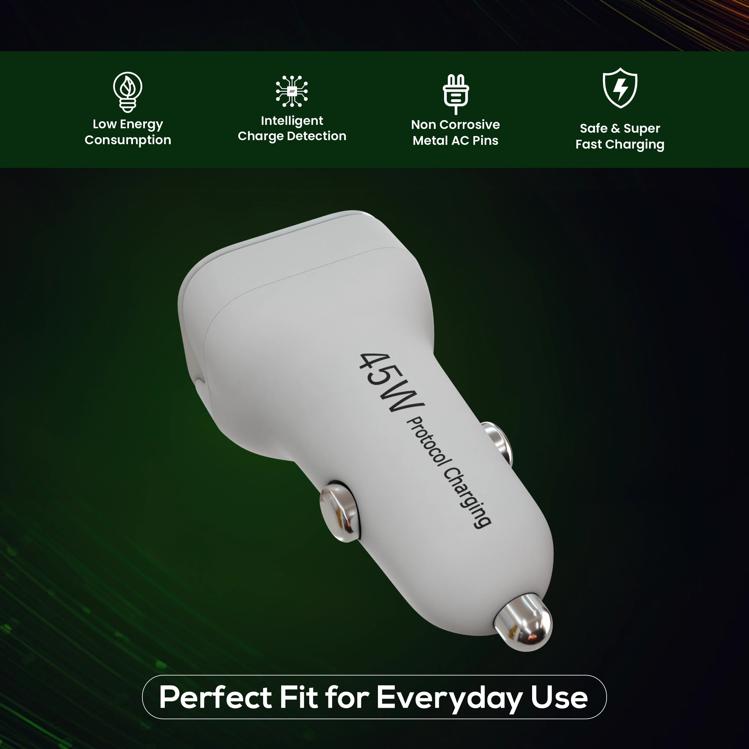 ERD CC-145 USB-A/C Car Mobile Charger, 45W