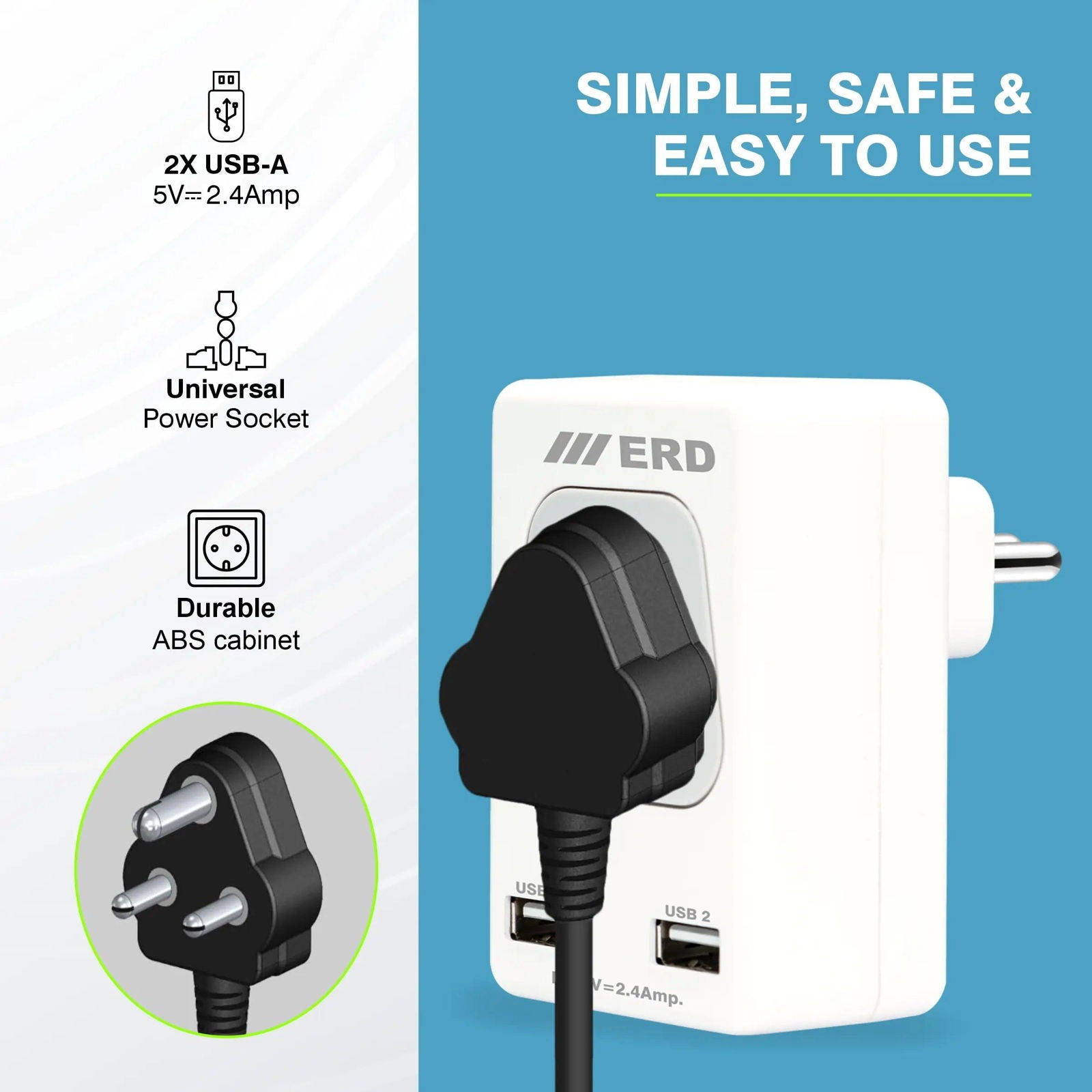 ERD EB-12 USB Charger + Power Socket - ERD-INFOTECH