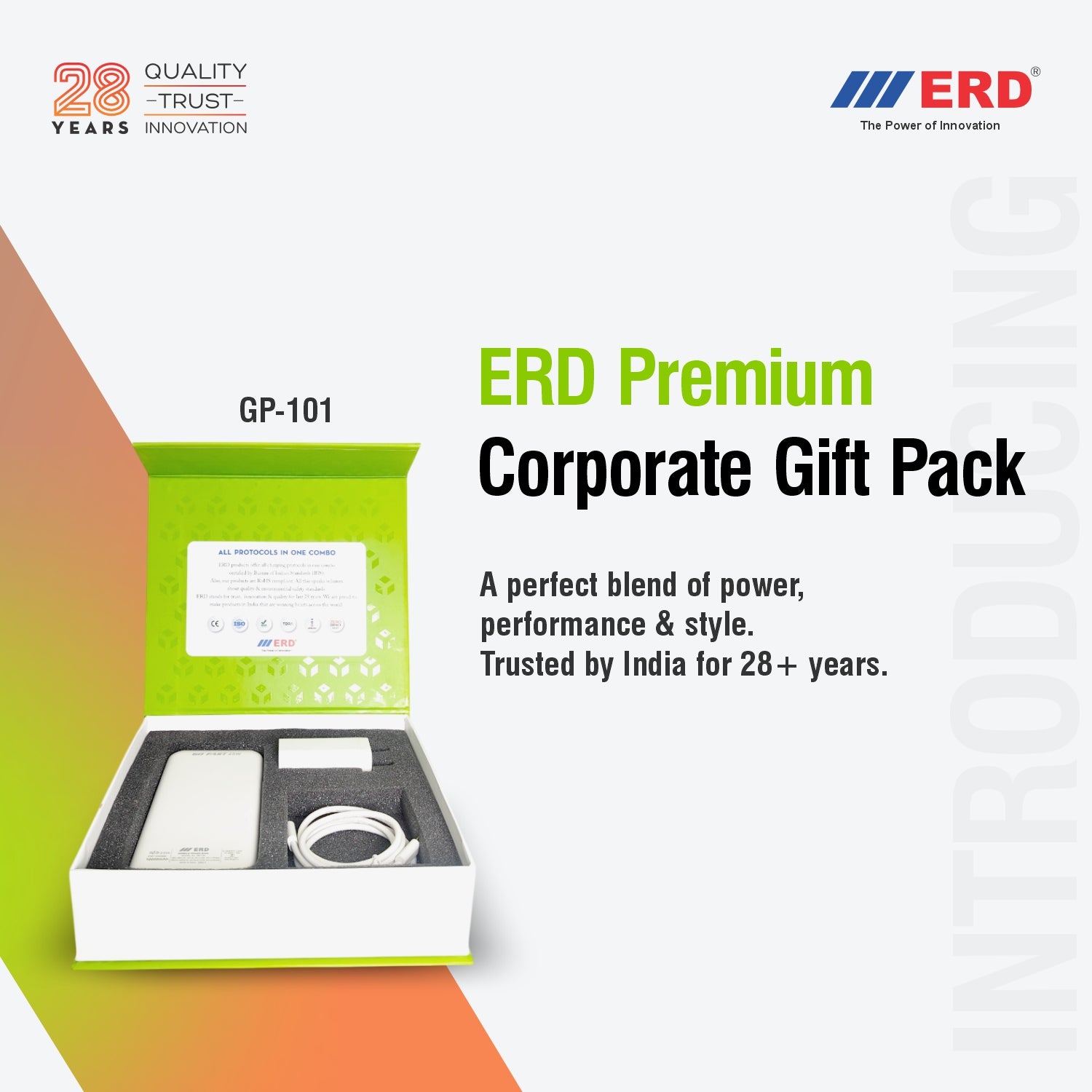 ERD Premium Corporate Gift Pack with green and white box on a white background