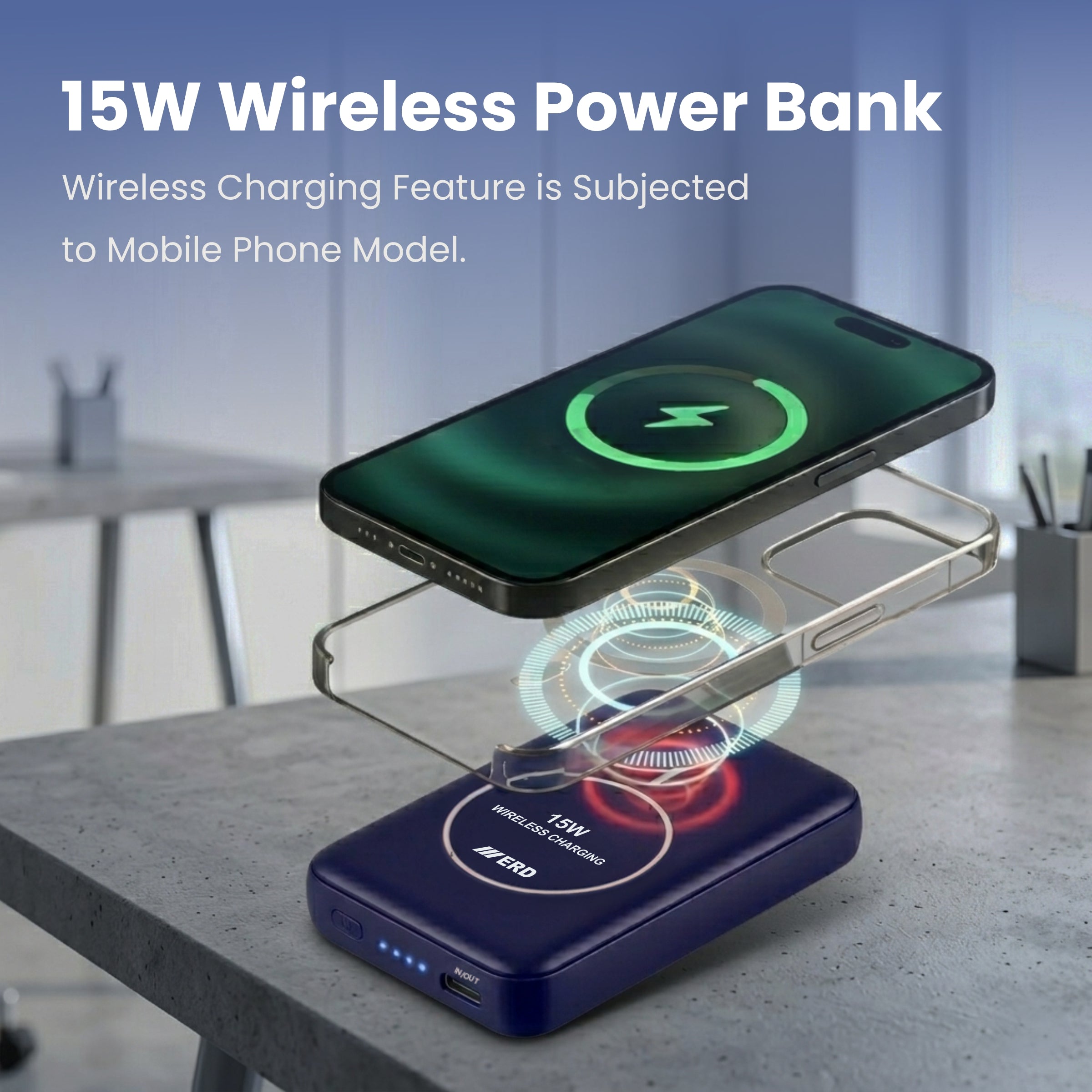 ERD PB-180 Power Bank 10000 mAh (25W) with 15W Wireless Charging