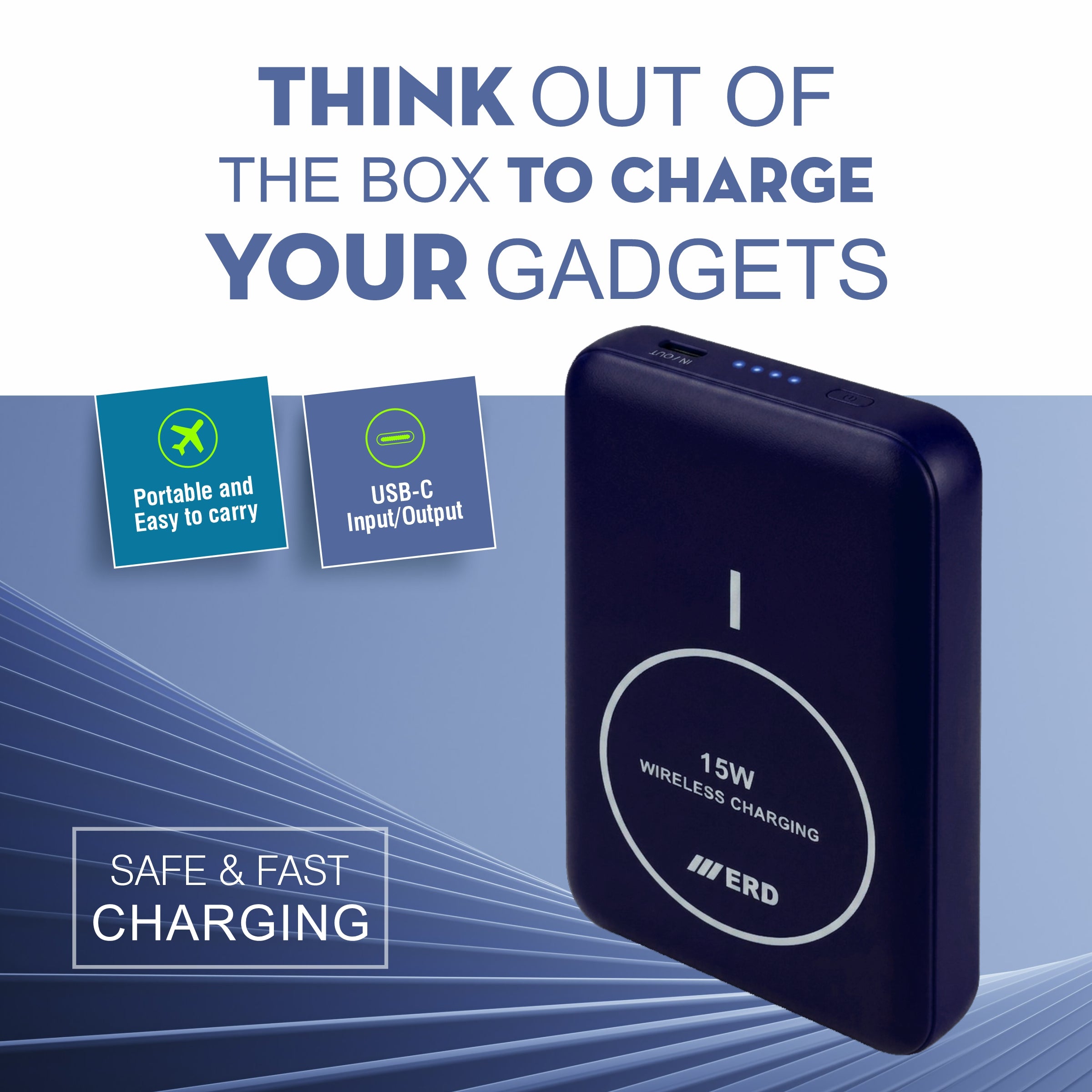 ERD PB-180 Power Bank 10000 mAh (25W) with 15W Wireless Charging