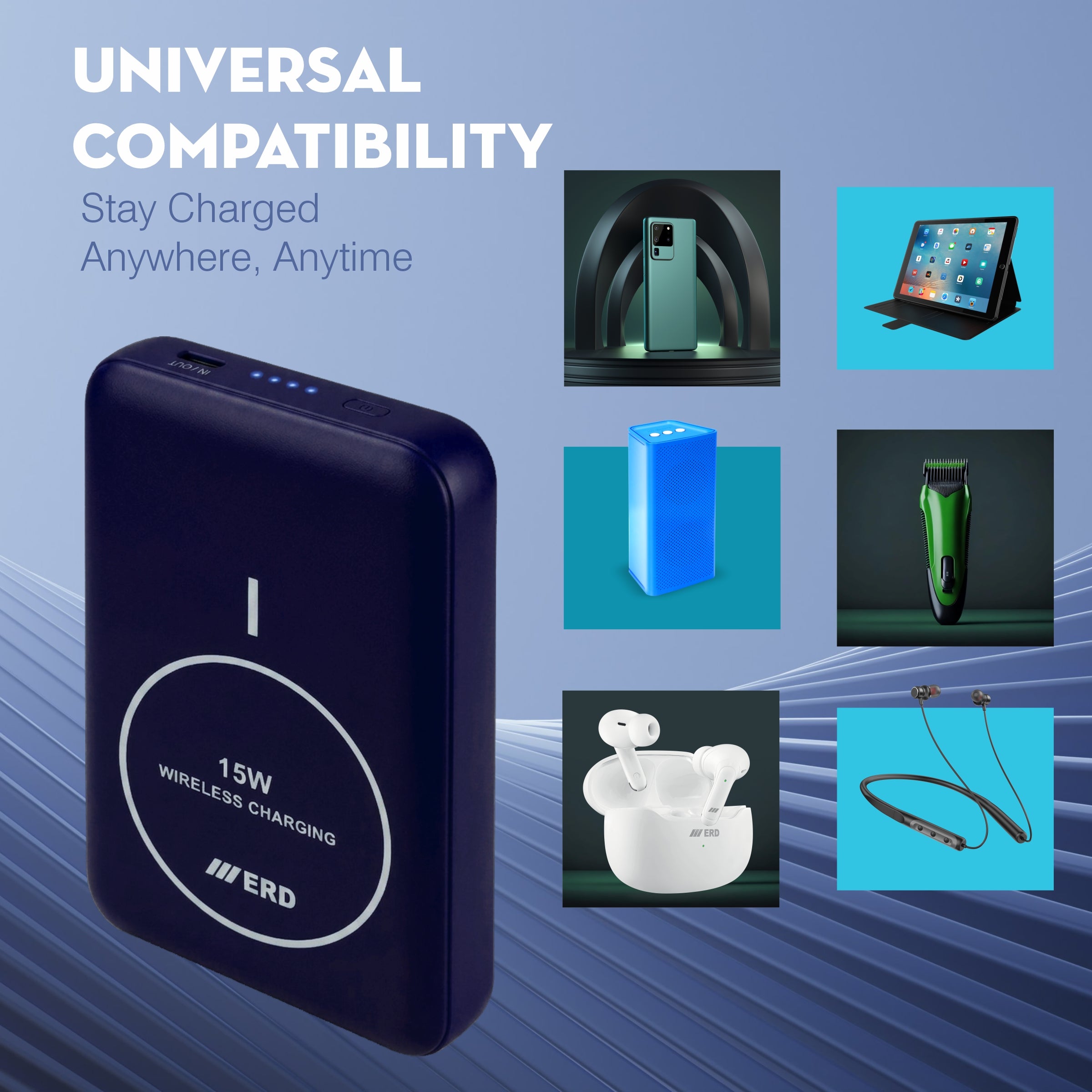 ERD PB-180 Power Bank 10000 mAh (25W) with 15W Wireless Charging