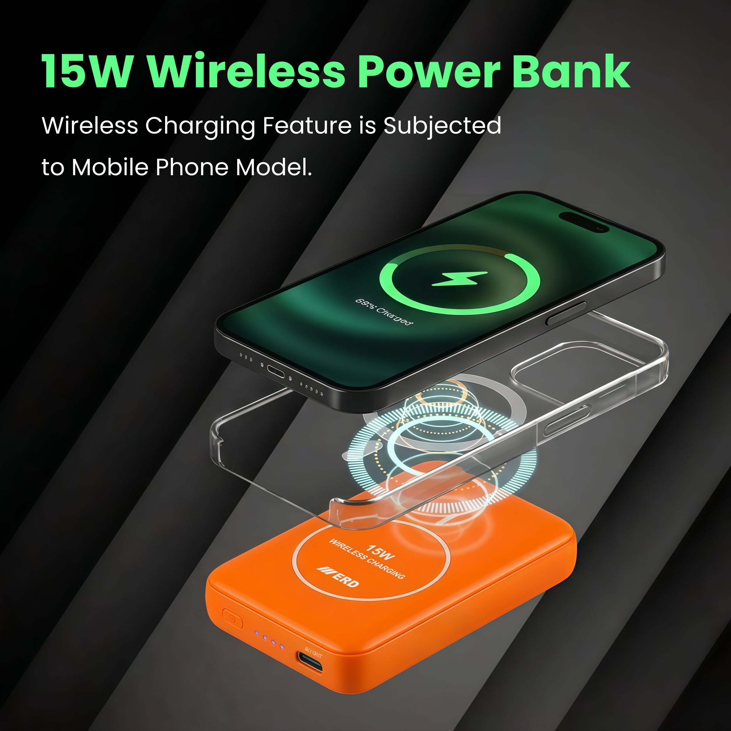 ERD PB-180 Power Bank 10000 mAh (25W) with 15W Wireless Charging