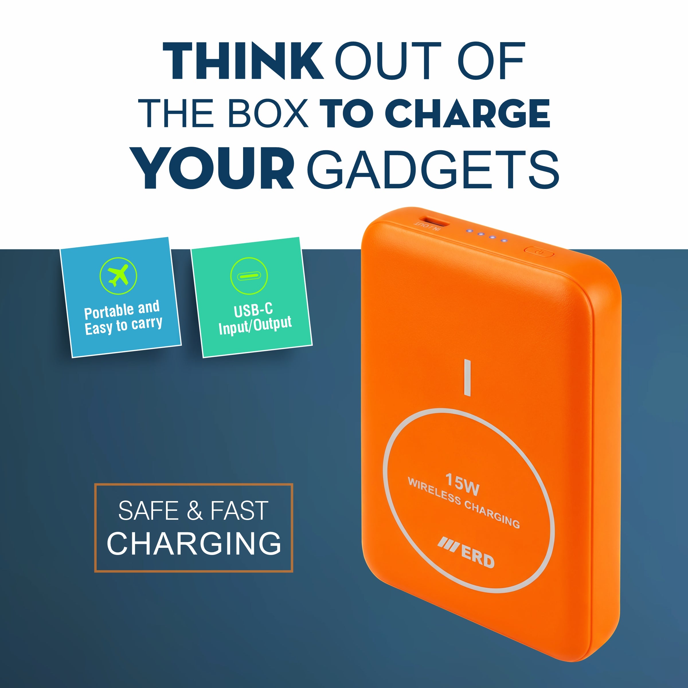 ERD PB-180 Power Bank 10000 mAh (25W) with 15W Wireless Charging