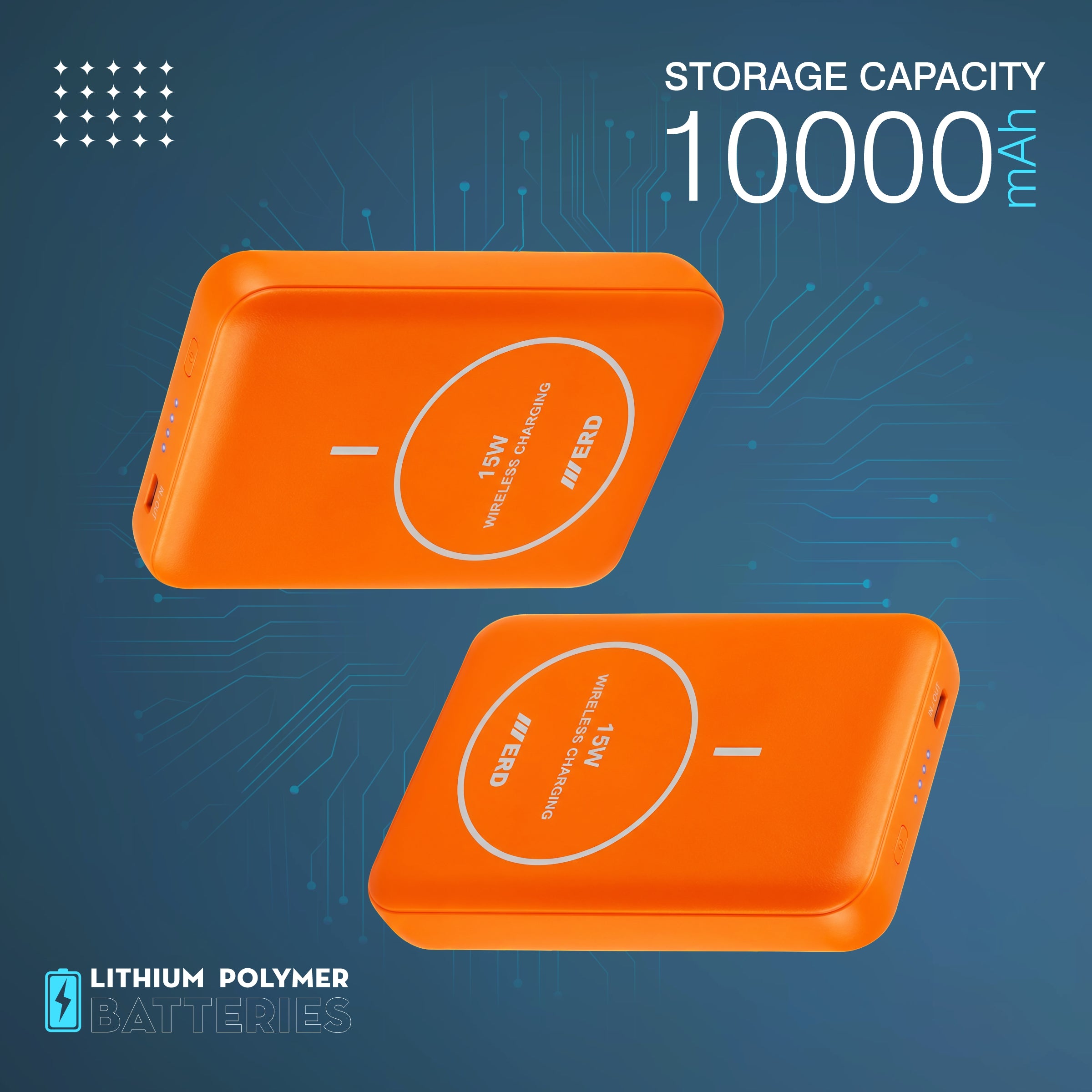 ERD PB-180 Power Bank 10000 mAh (25W) with 15W Wireless Charging