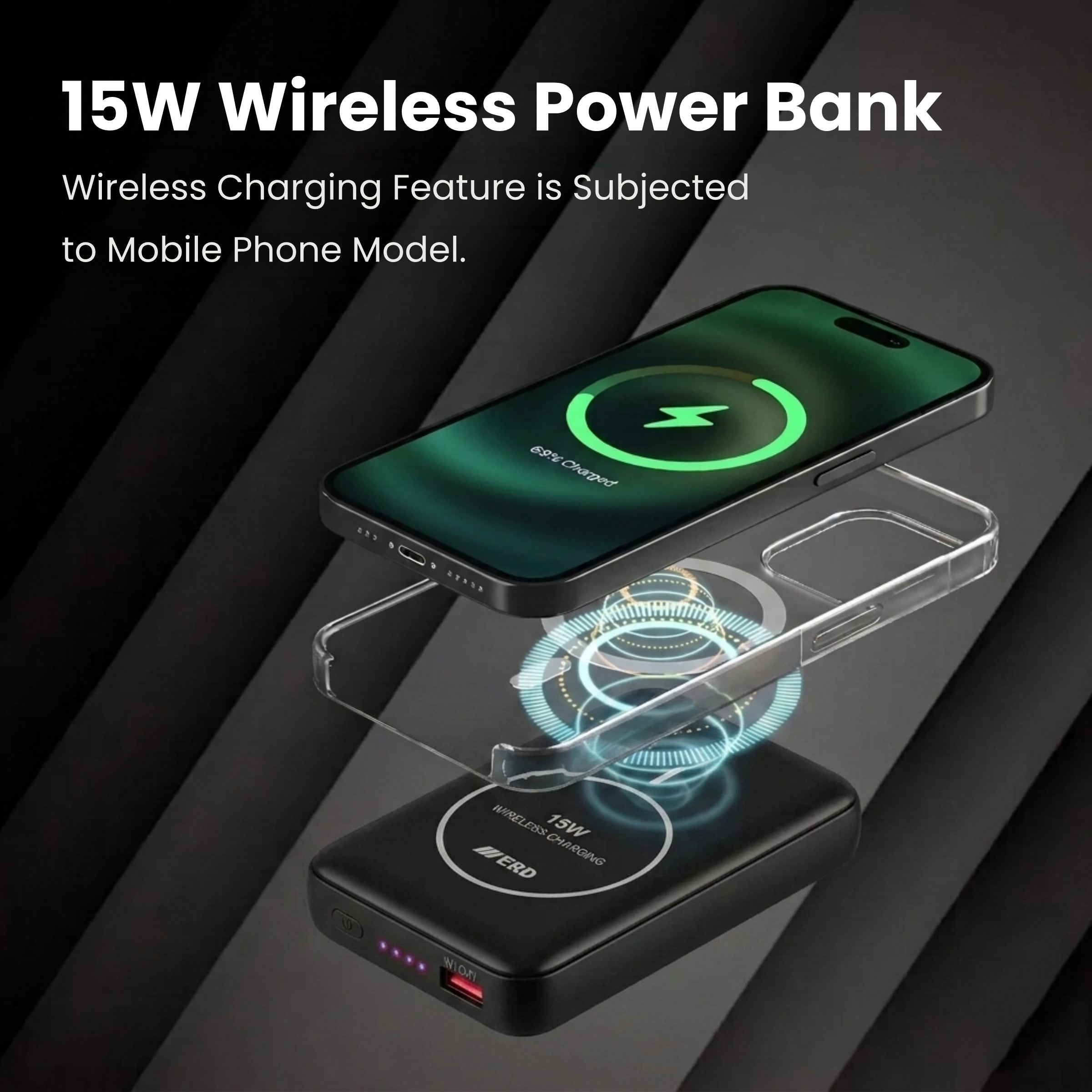 ERD PB-180 Power Bank 10000 mAh (25W) with 15W Wireless Charging