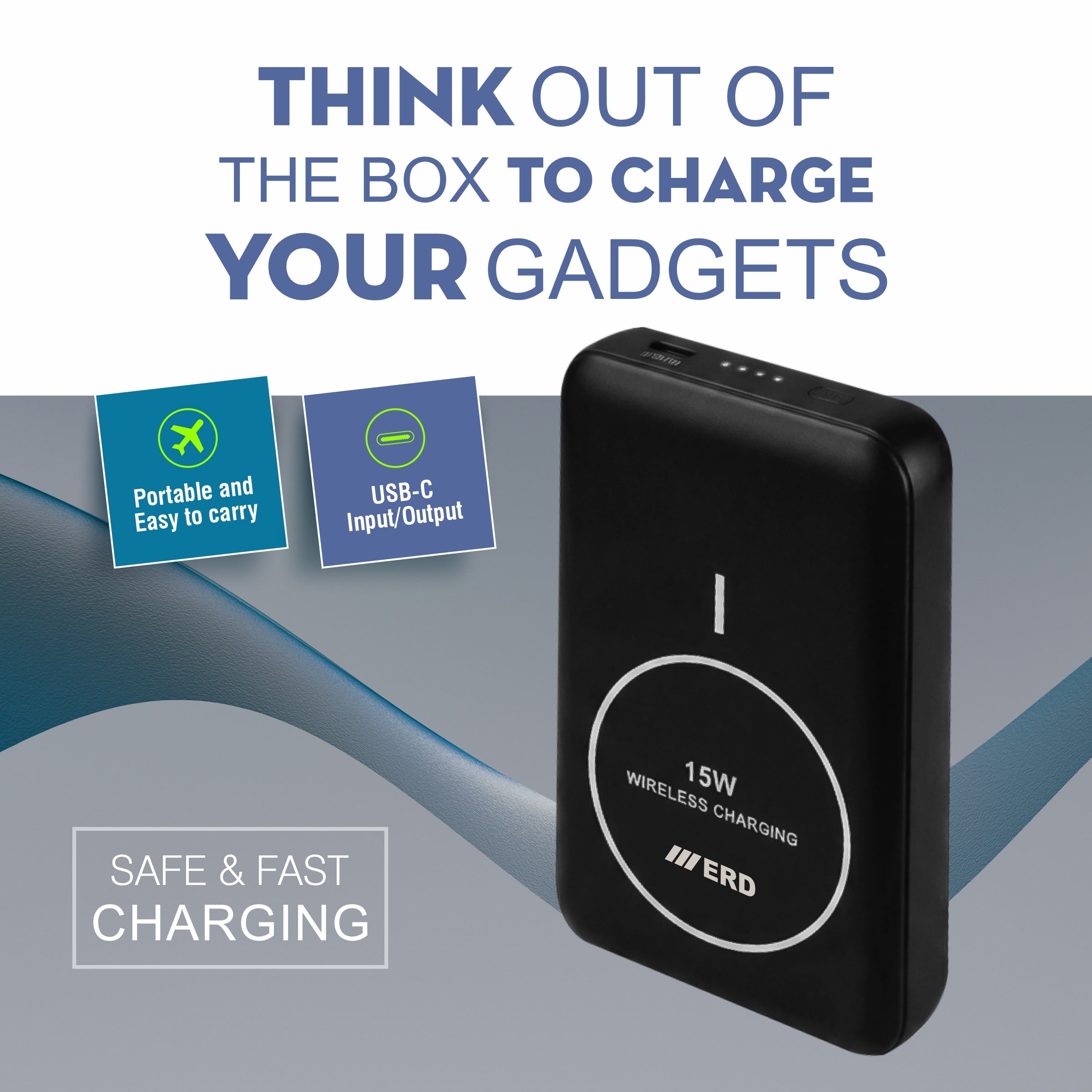 ERD PB-180 Power Bank 10000 mAh (25W) with 15W Wireless Charging