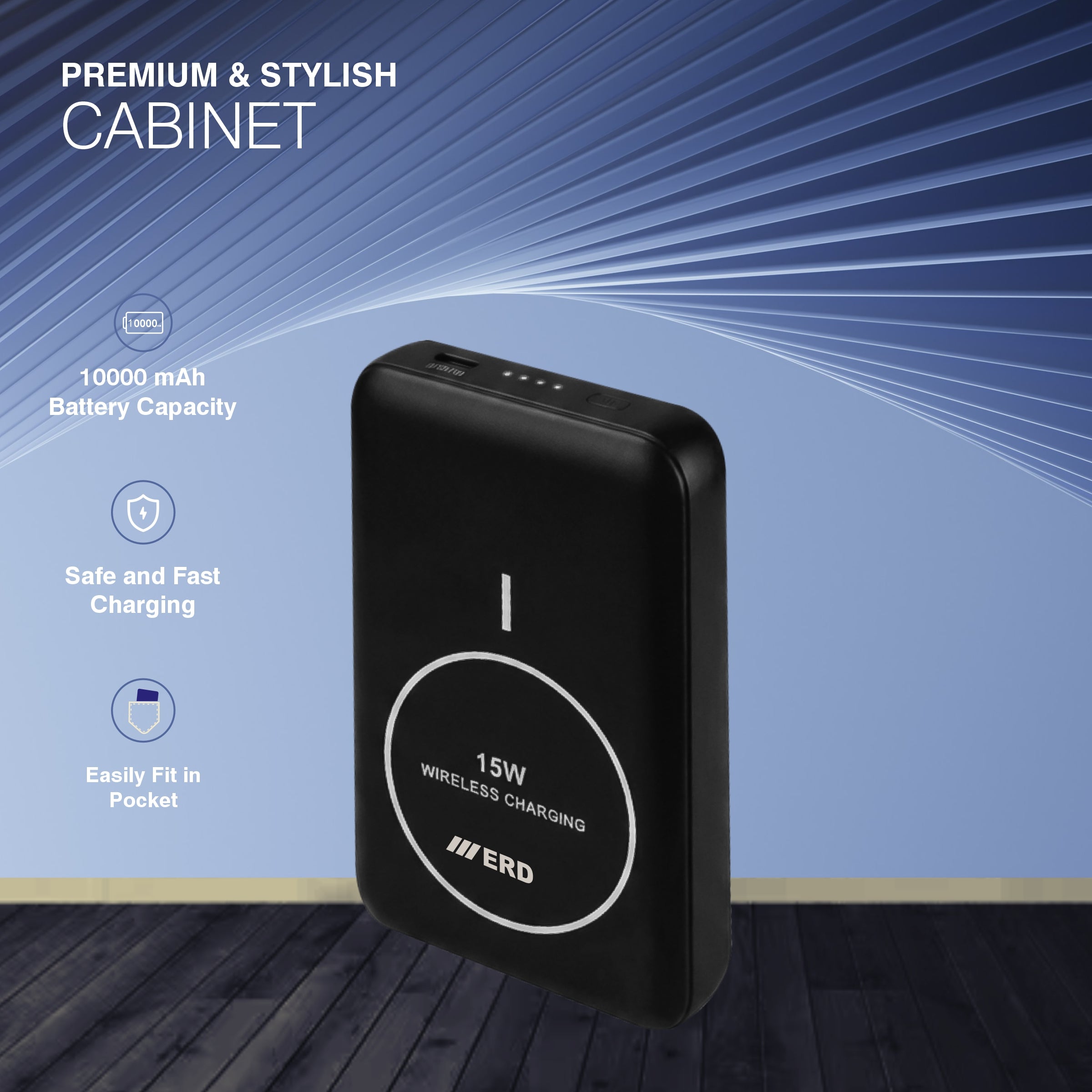 ERD PB-180 Power Bank 10000 mAh (25W) with 15W Wireless Charging