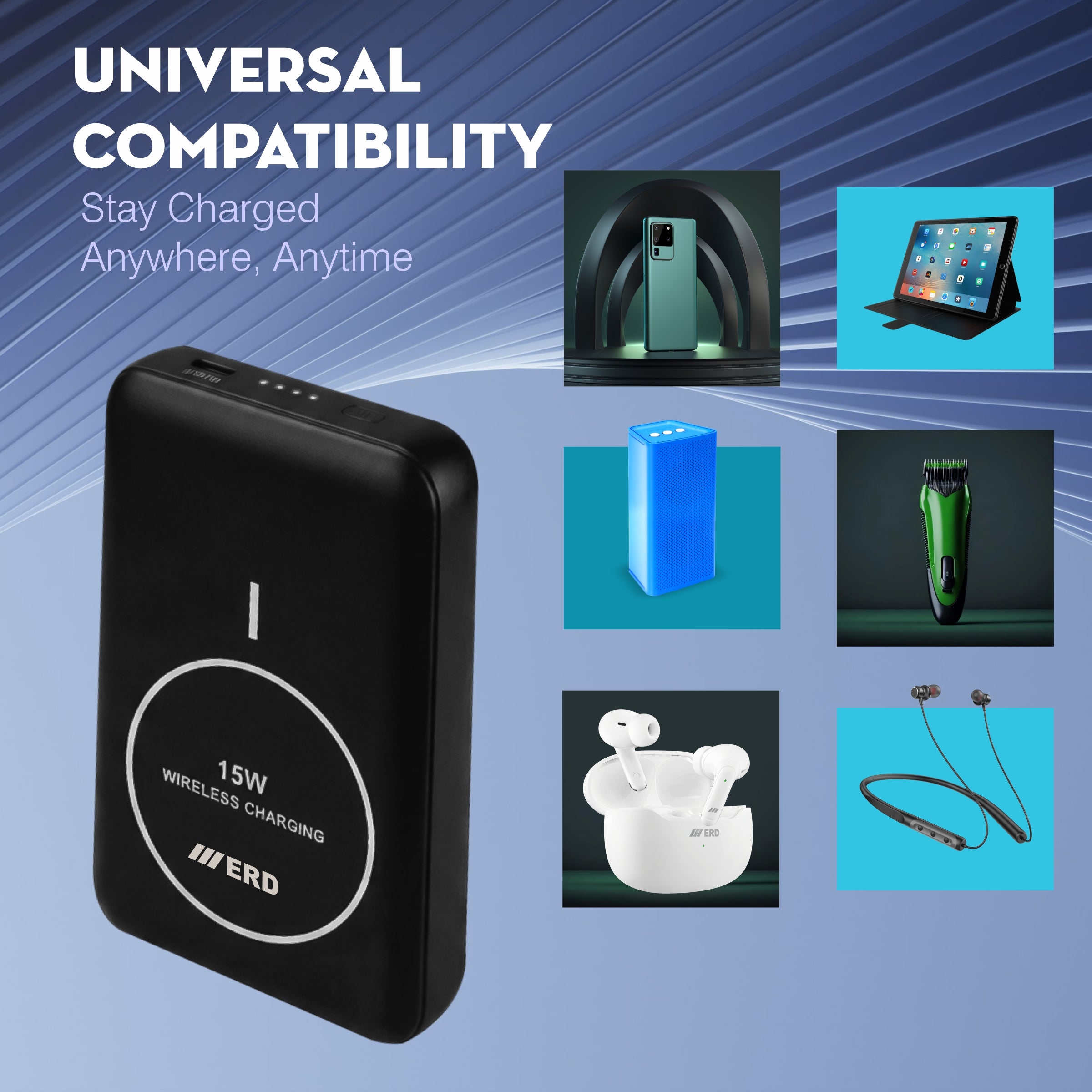 ERD PB-180 Power Bank 10000 mAh (25W) with 15W Wireless Charging