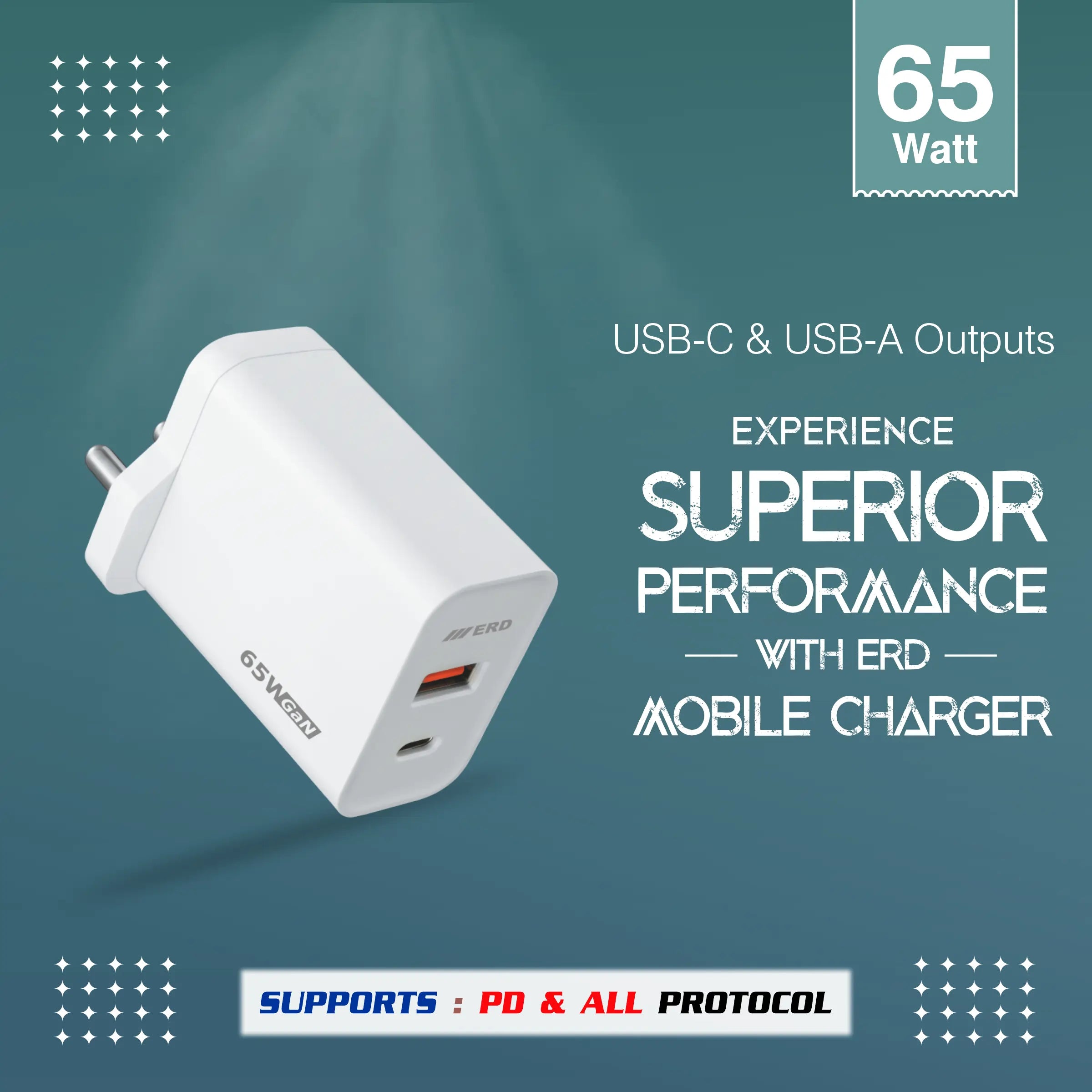 TC-146 USB A+C GaN Charger, PD & All Protocol, 65Watt