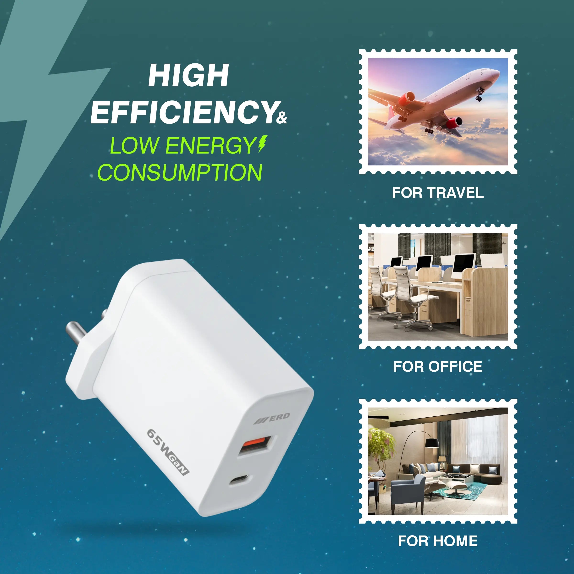 TC-146 USB A+C GaN Charger, PD & All Protocol, 65Watt