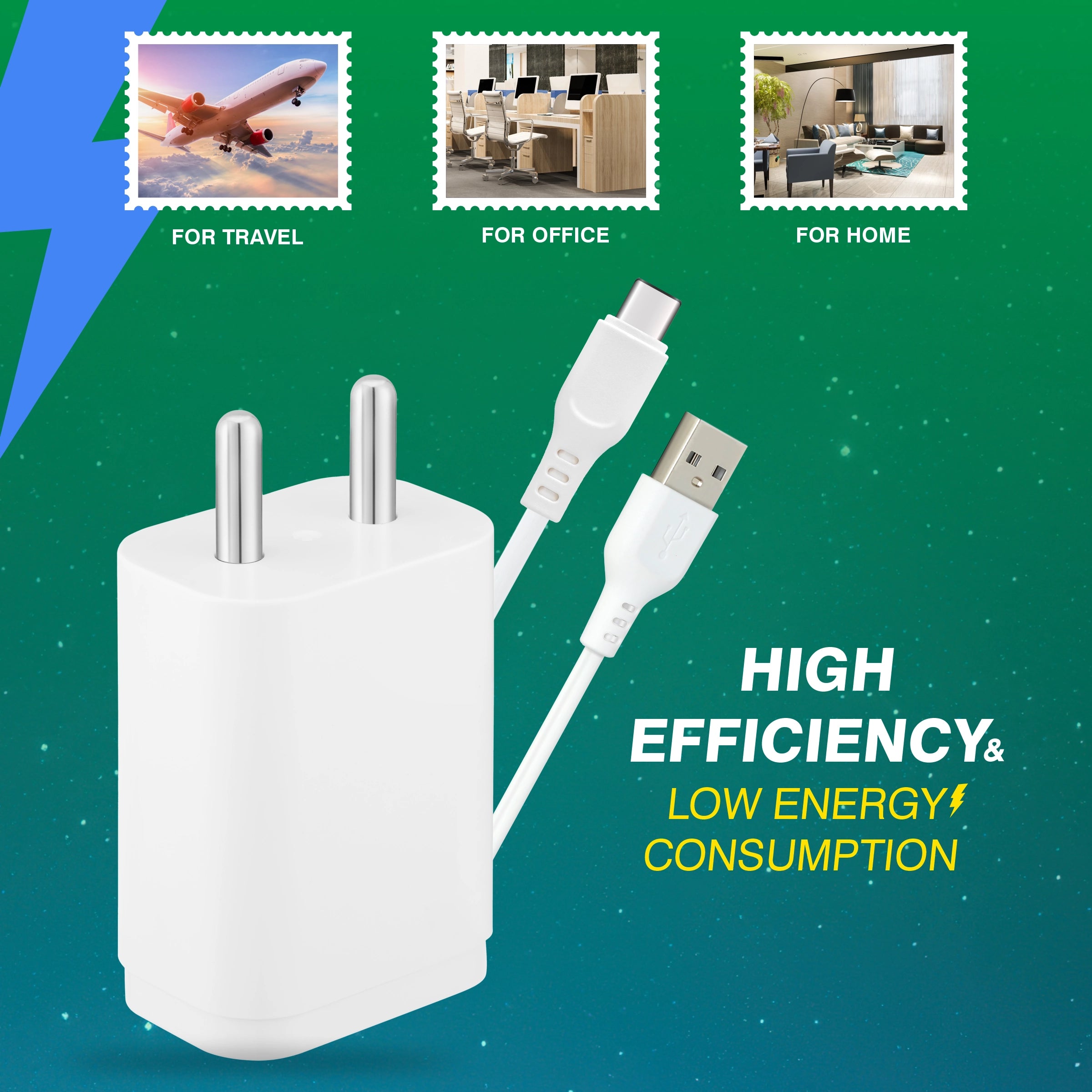 ERD TC-222 CHARGER WITH USB-C VOOK WHT 20W