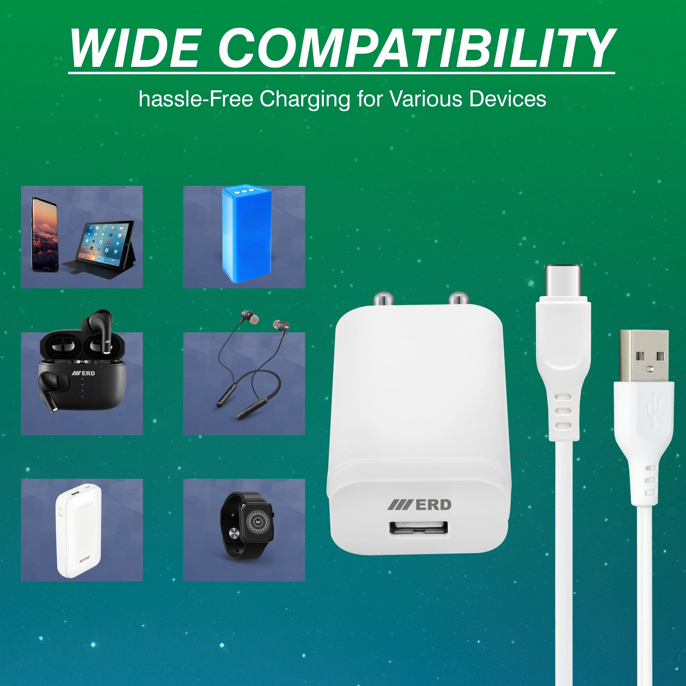 ERD TC-222 CHARGER WITH USB-C VOOK WHT 20W