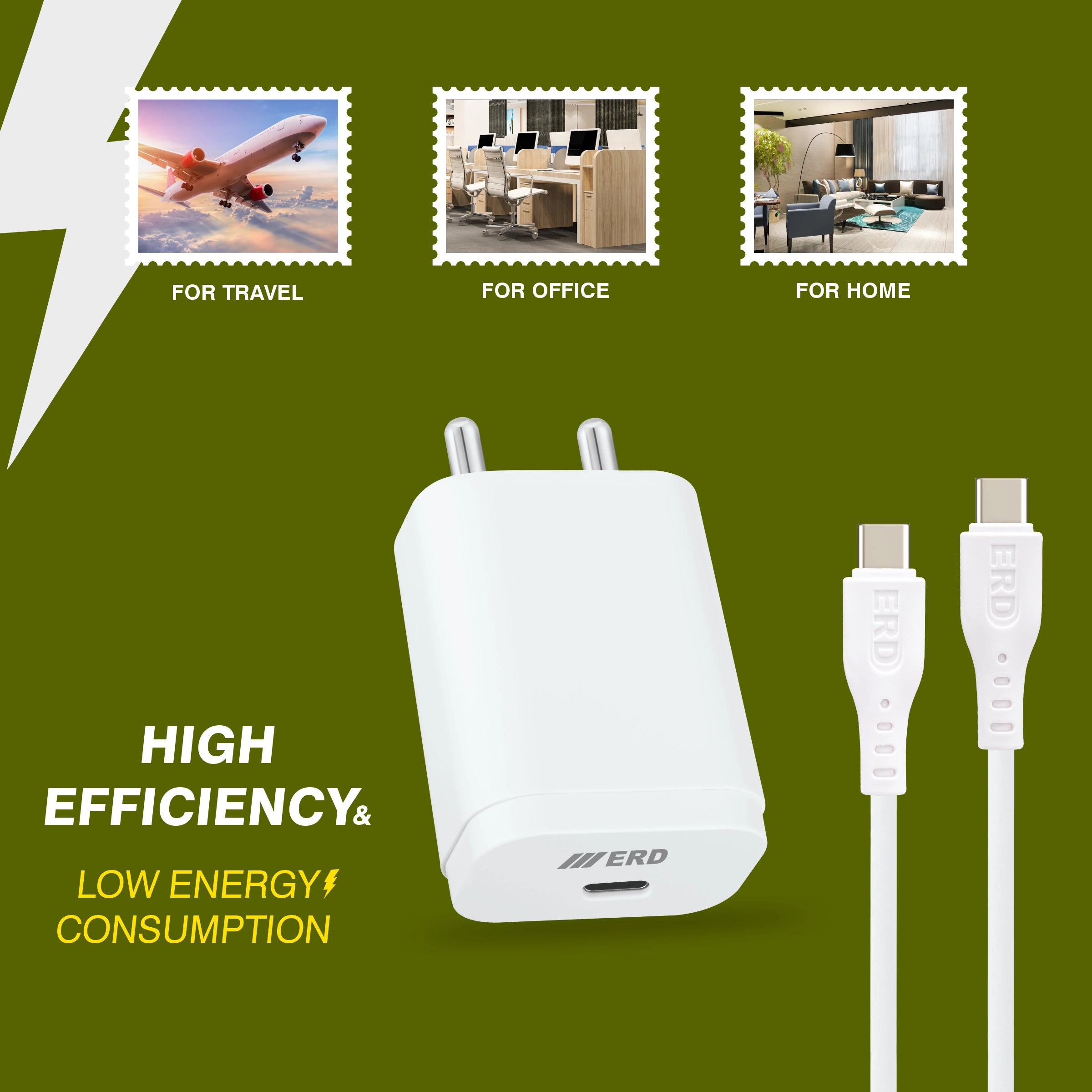 ERD TC-233 CHARGER USB-C TO C PD WHT 33W