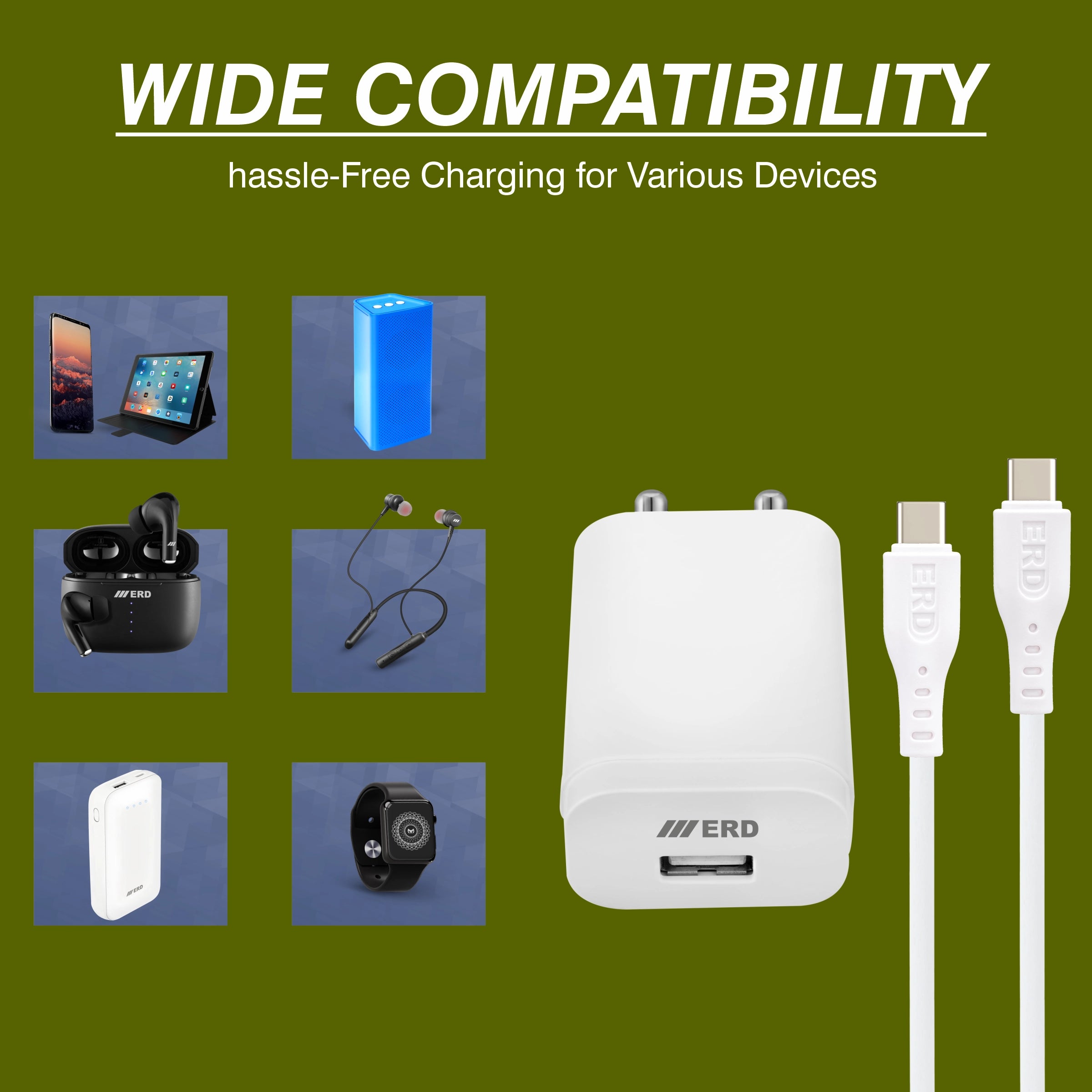 ERD TC-233 CHARGER USB-C TO C PD WHT 33W