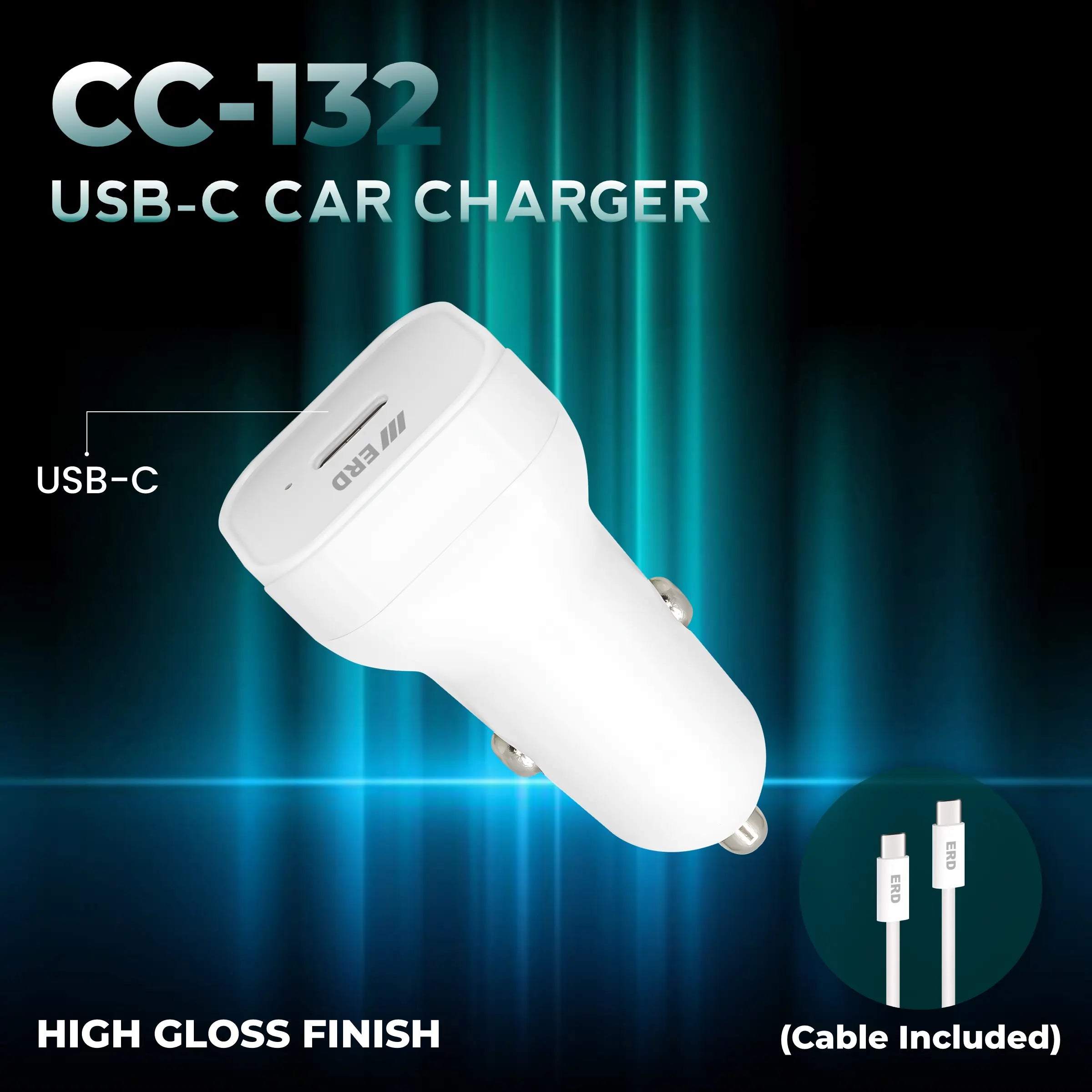 ERD CC-132 CHARGER  USB-CTOC PD WHT 25W Fast Charger