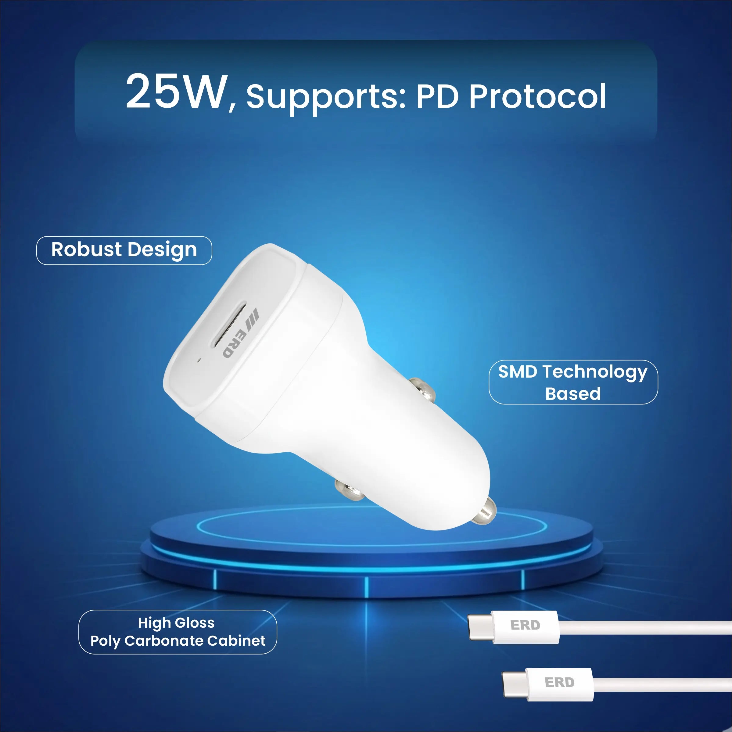ERD CC-132 CHARGER  USB-CTOC PD WHT 25W Fast Charger