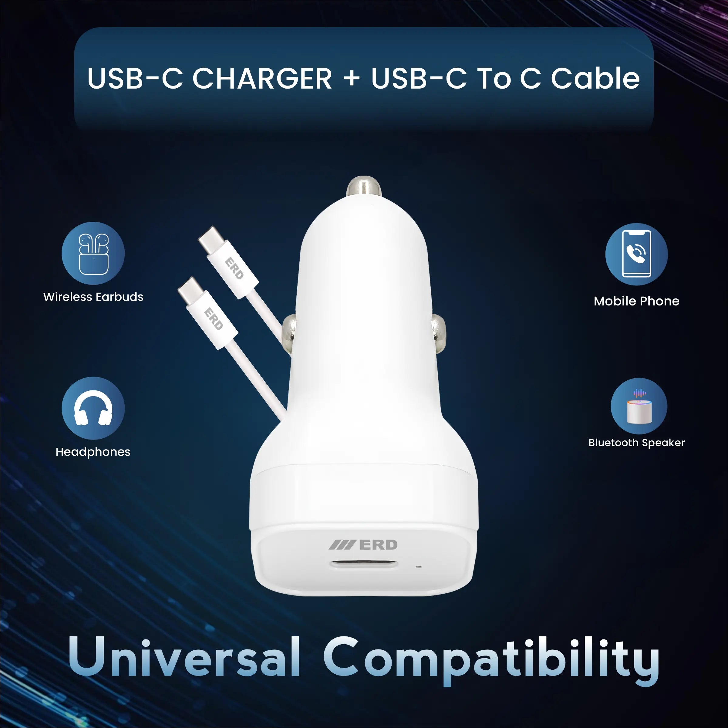 ERD CC-132 CHARGER  USB-CTOC PD WHT 25W Fast Charger