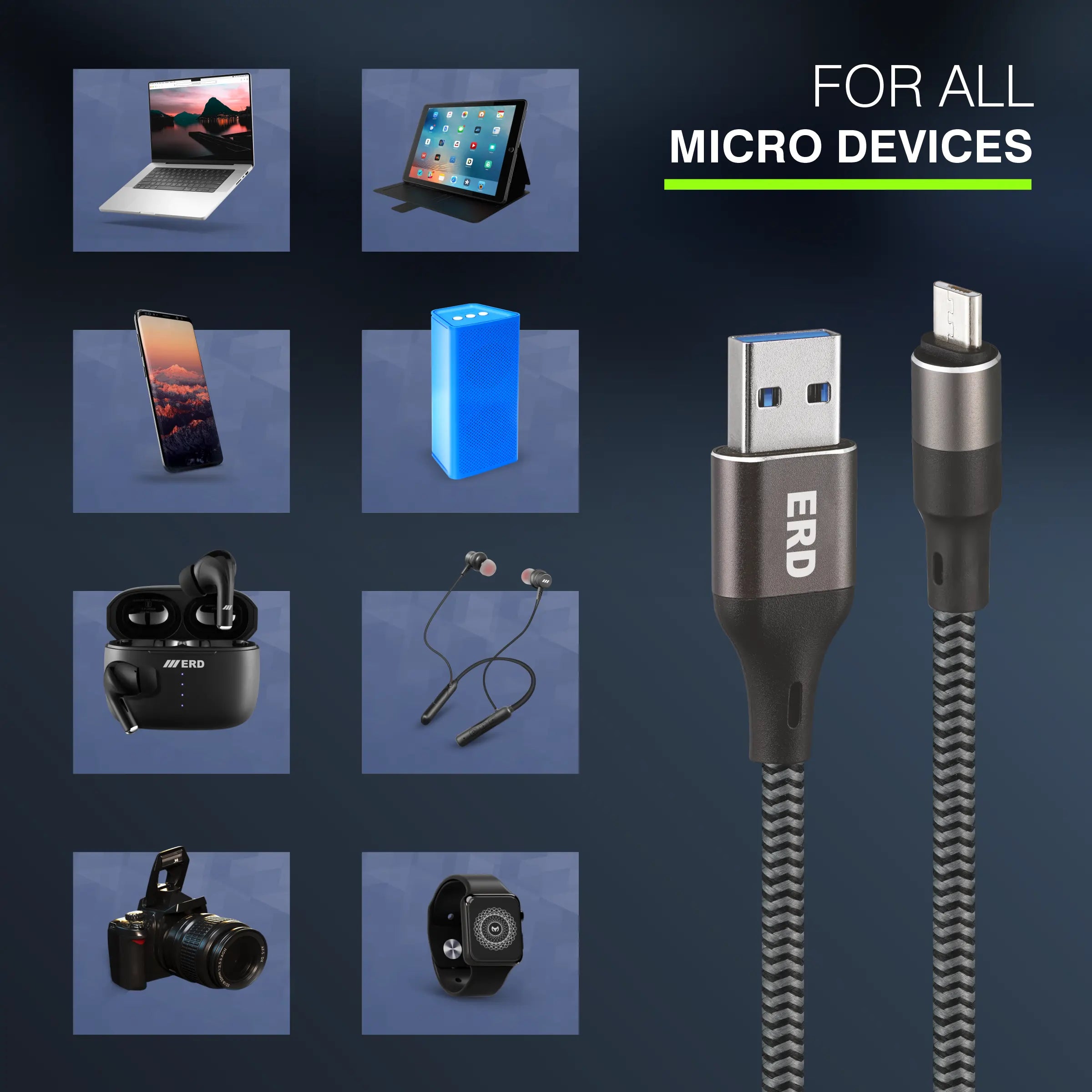 UC 195 Micro USB Metal Braided Data Cable
