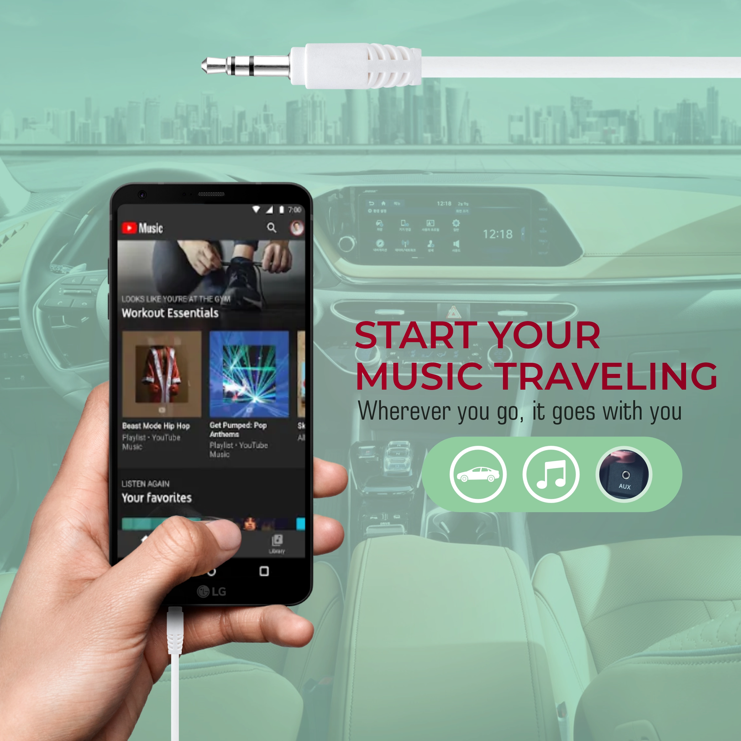 ERD UC-202 Mobile Aux Cable 2 Meter