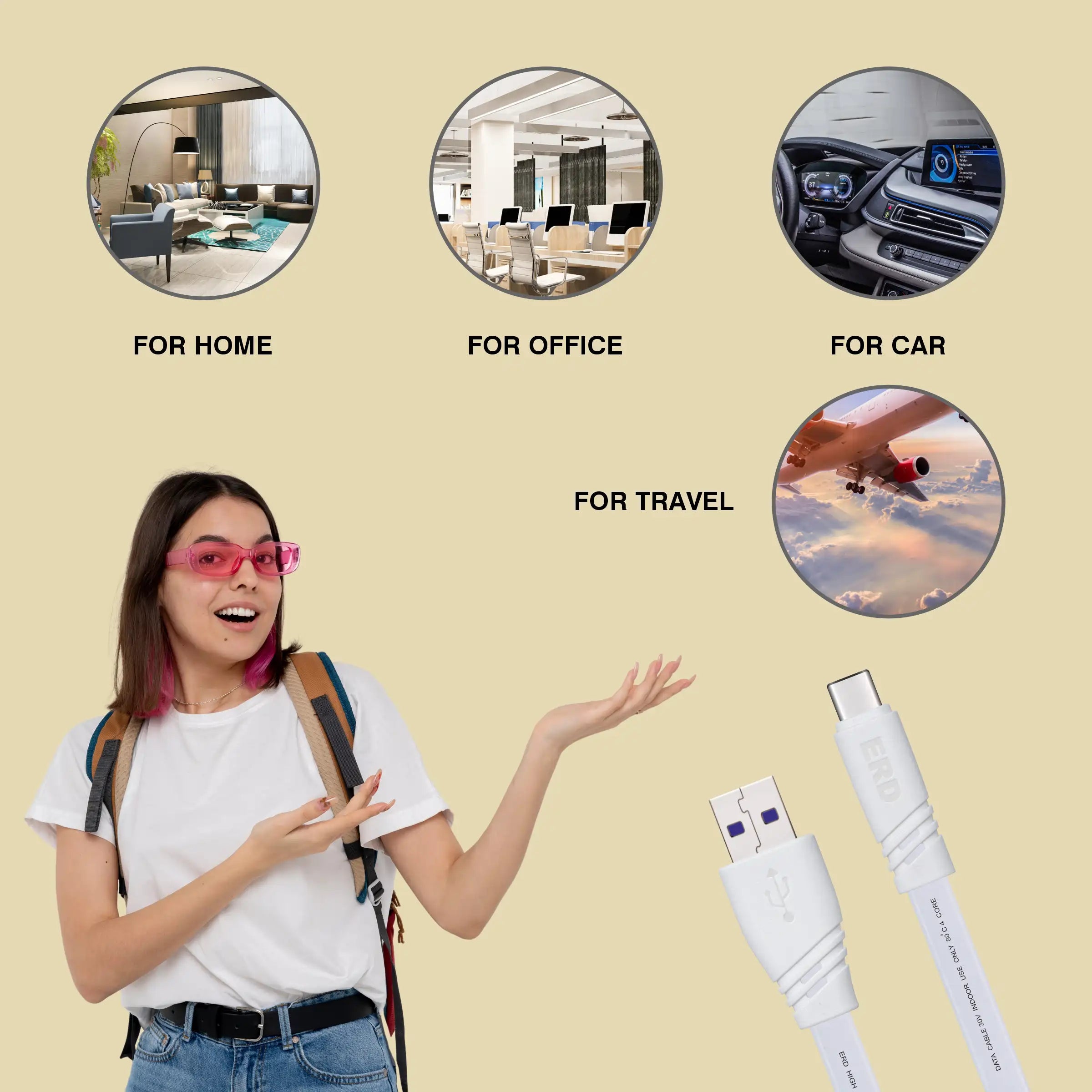 ERD UC-235 USB-C DATA CABLE FLAT PW 35W