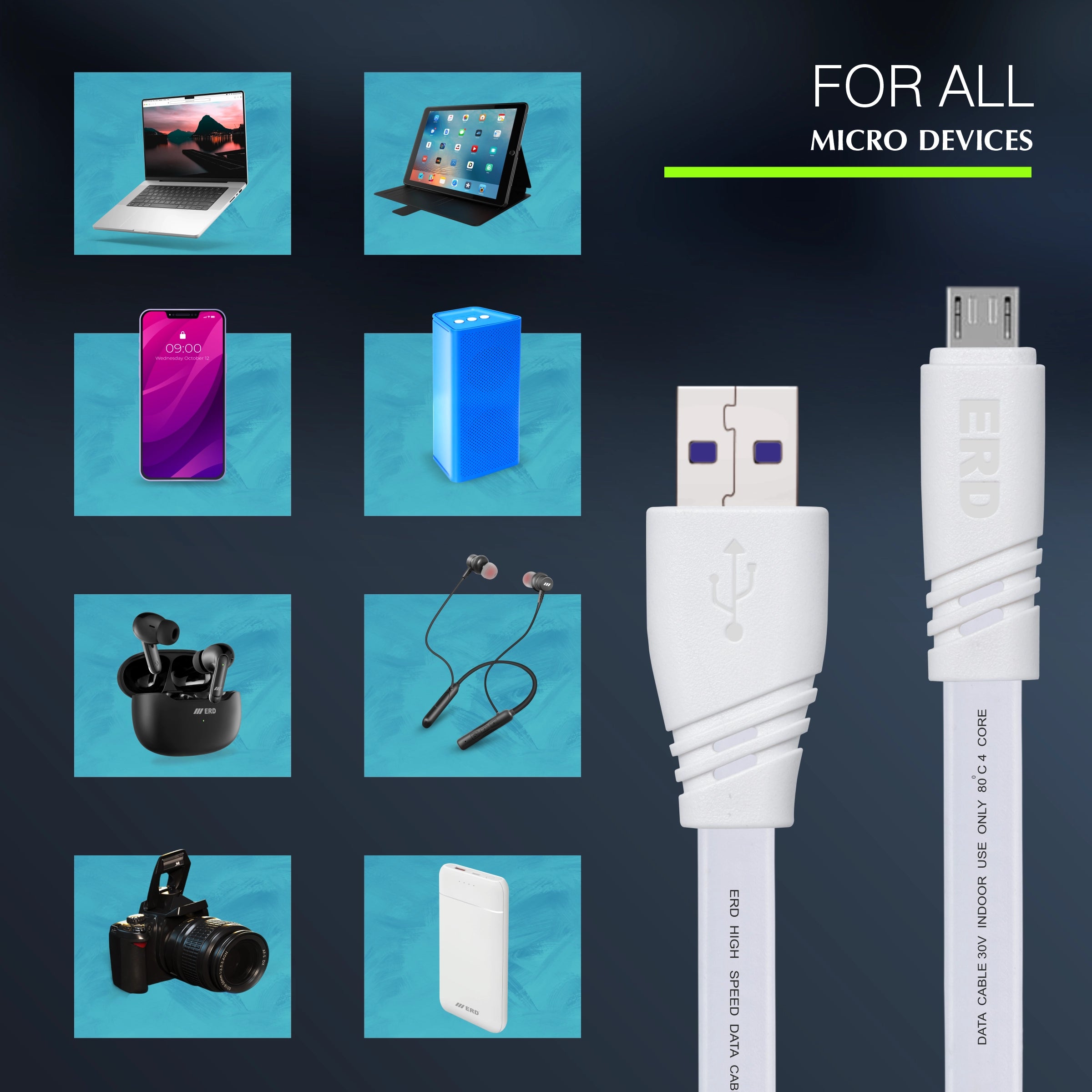 ERD UC-256 Micro USB Data Cable FLAT-25W