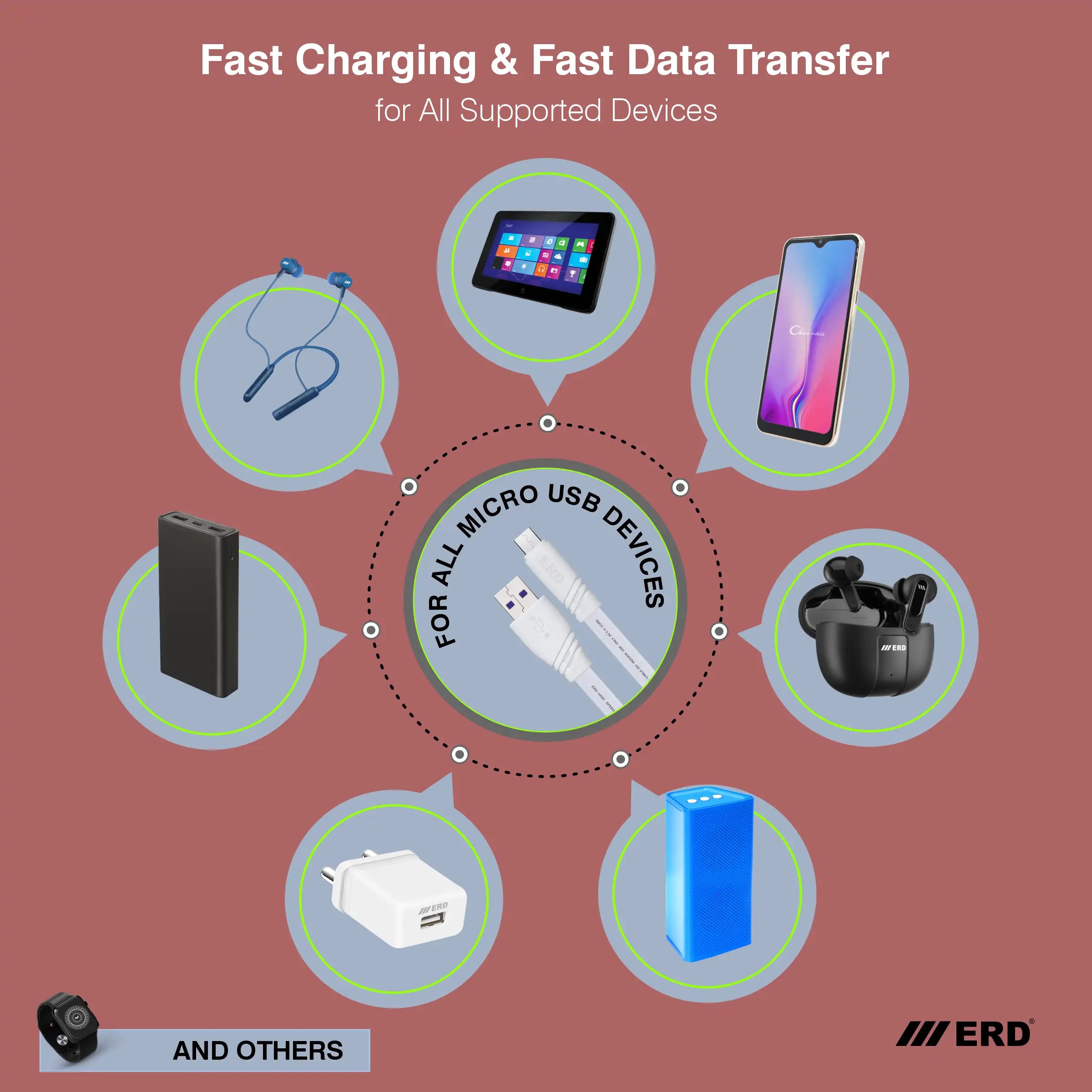 ERD UC-256 MICRO USB DATA CABLE FLAT PW