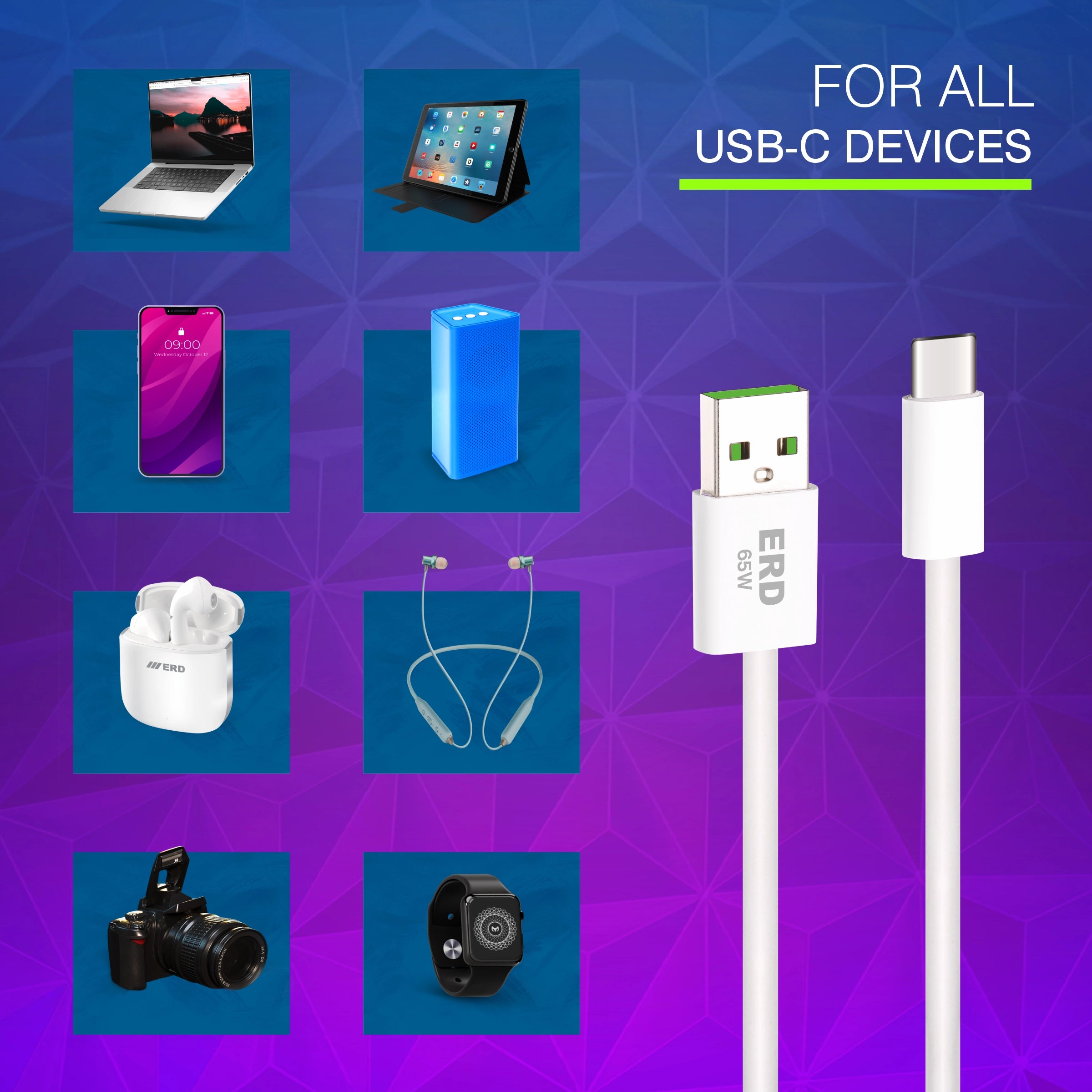 ERD UC-302 USB-C DATA CABLE PPW 65W