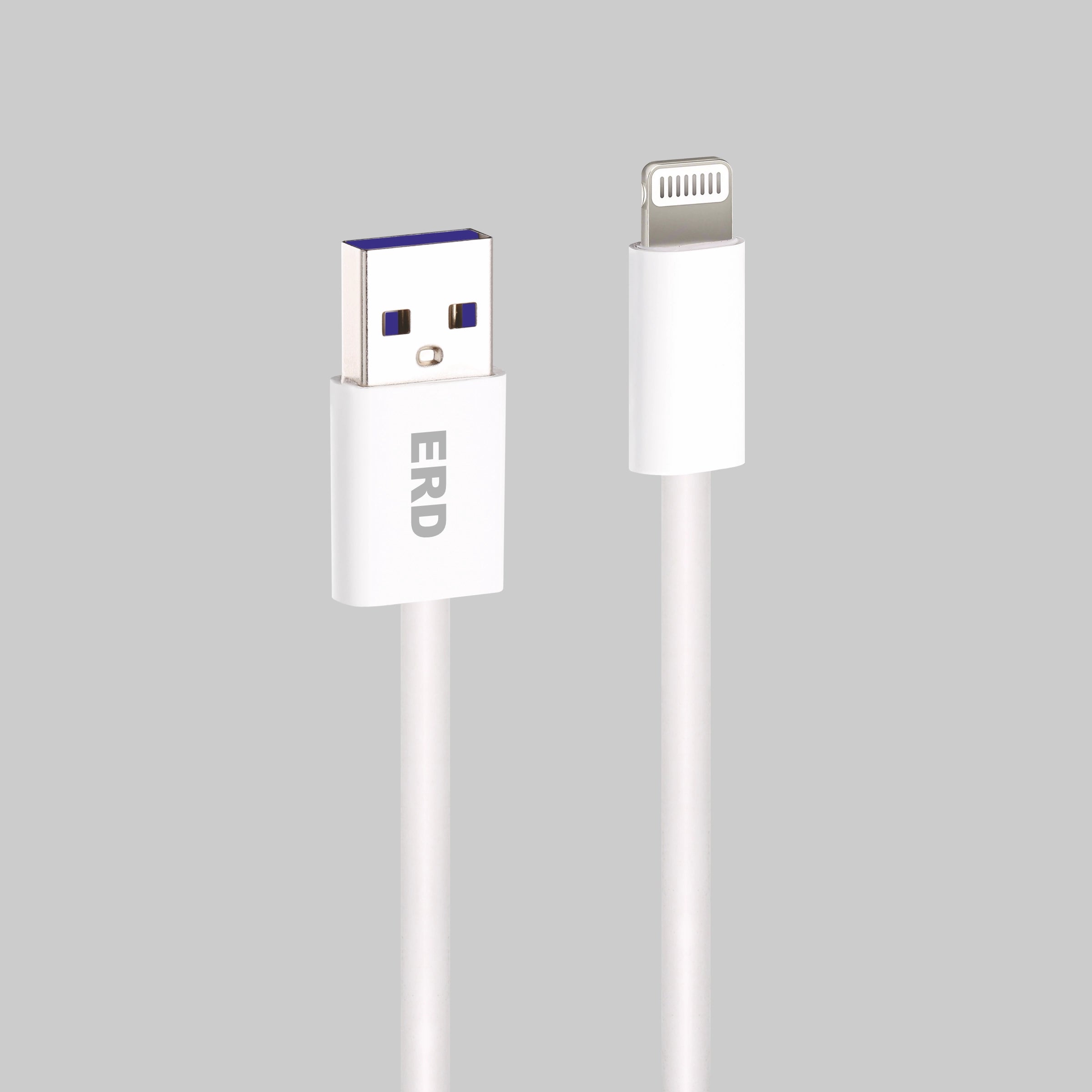 USB cable with Lightning connector on a gray background