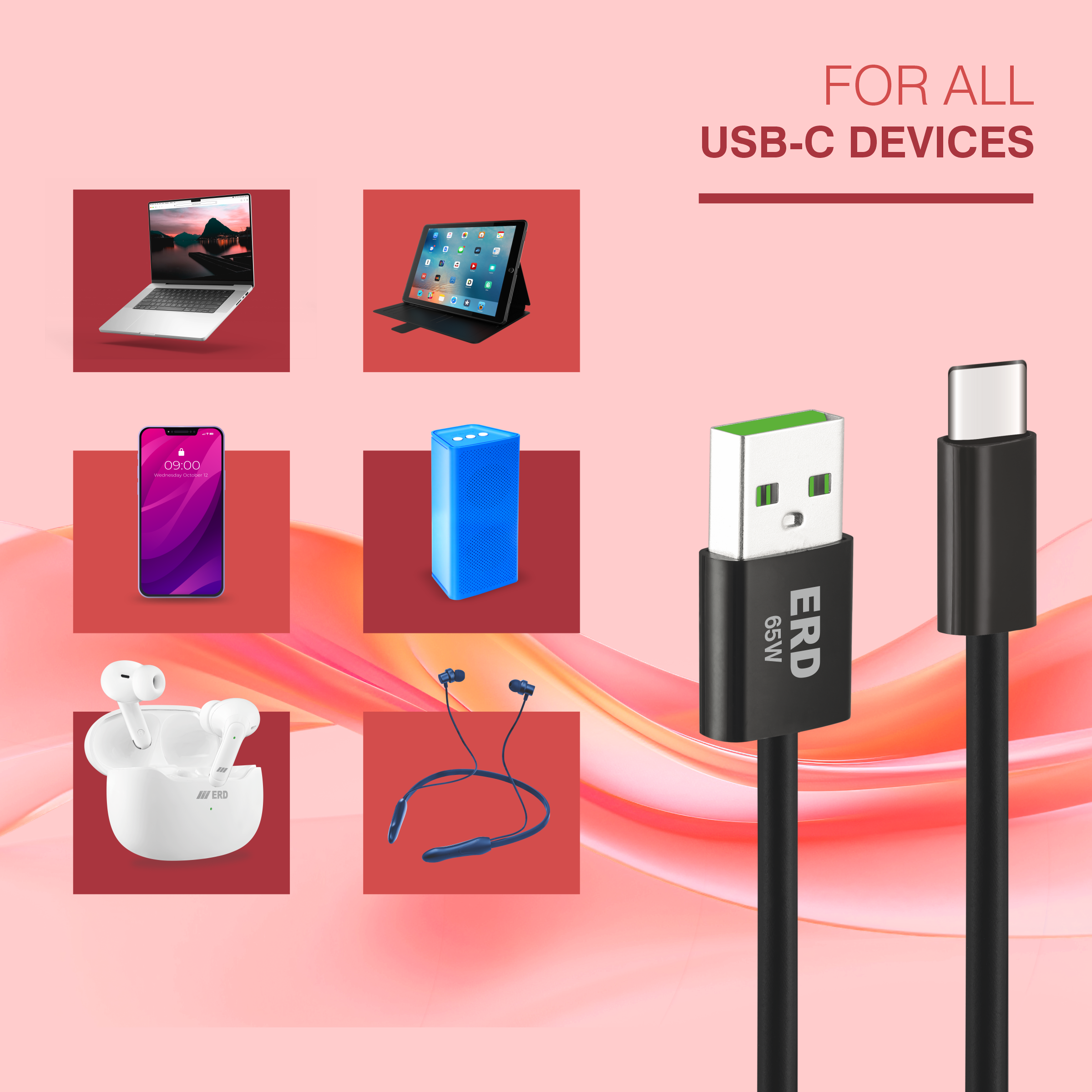 ERD UC-312 USB-C DATA CABLE PPB 65W