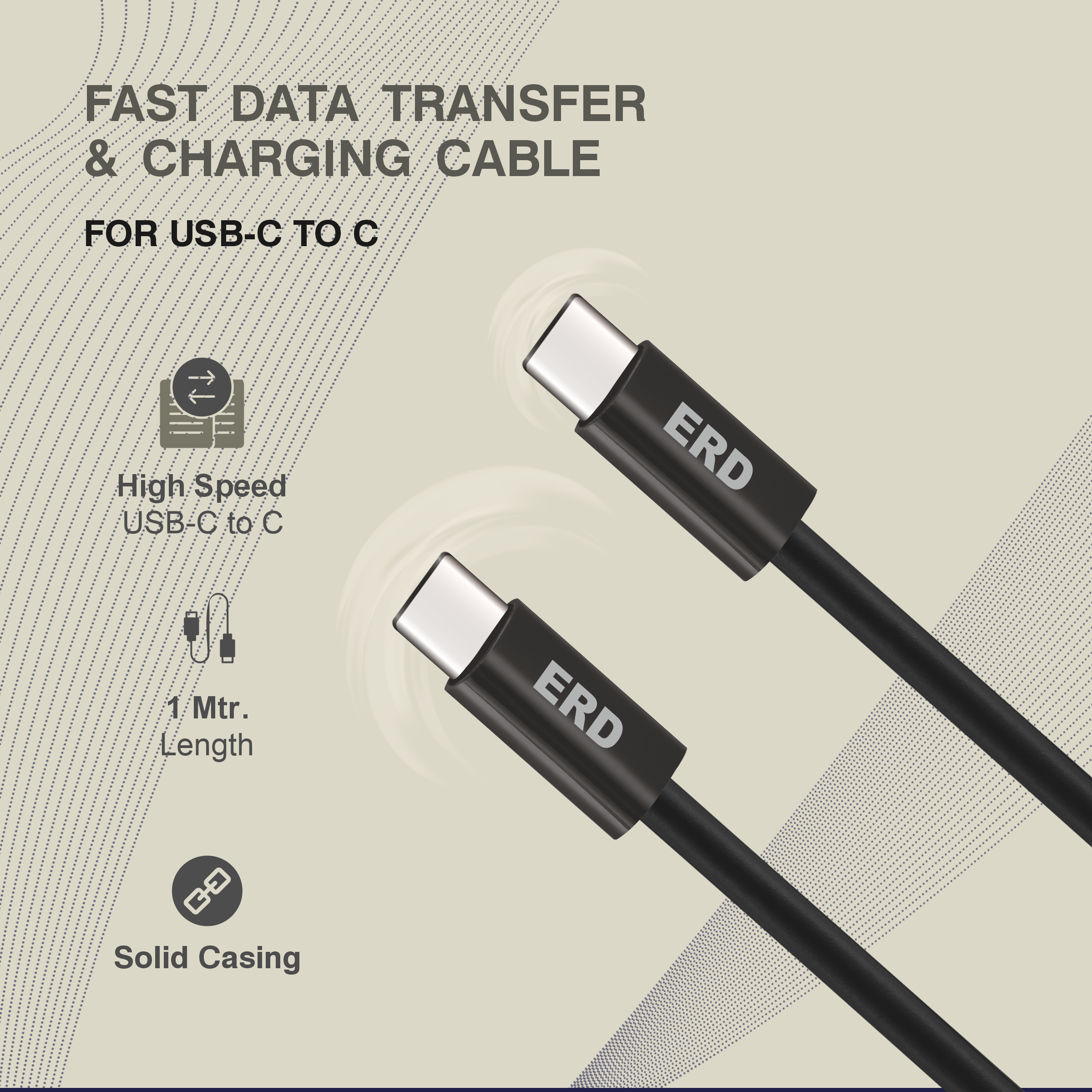 UC-313 USB-C To C Solid Casing Data Cable