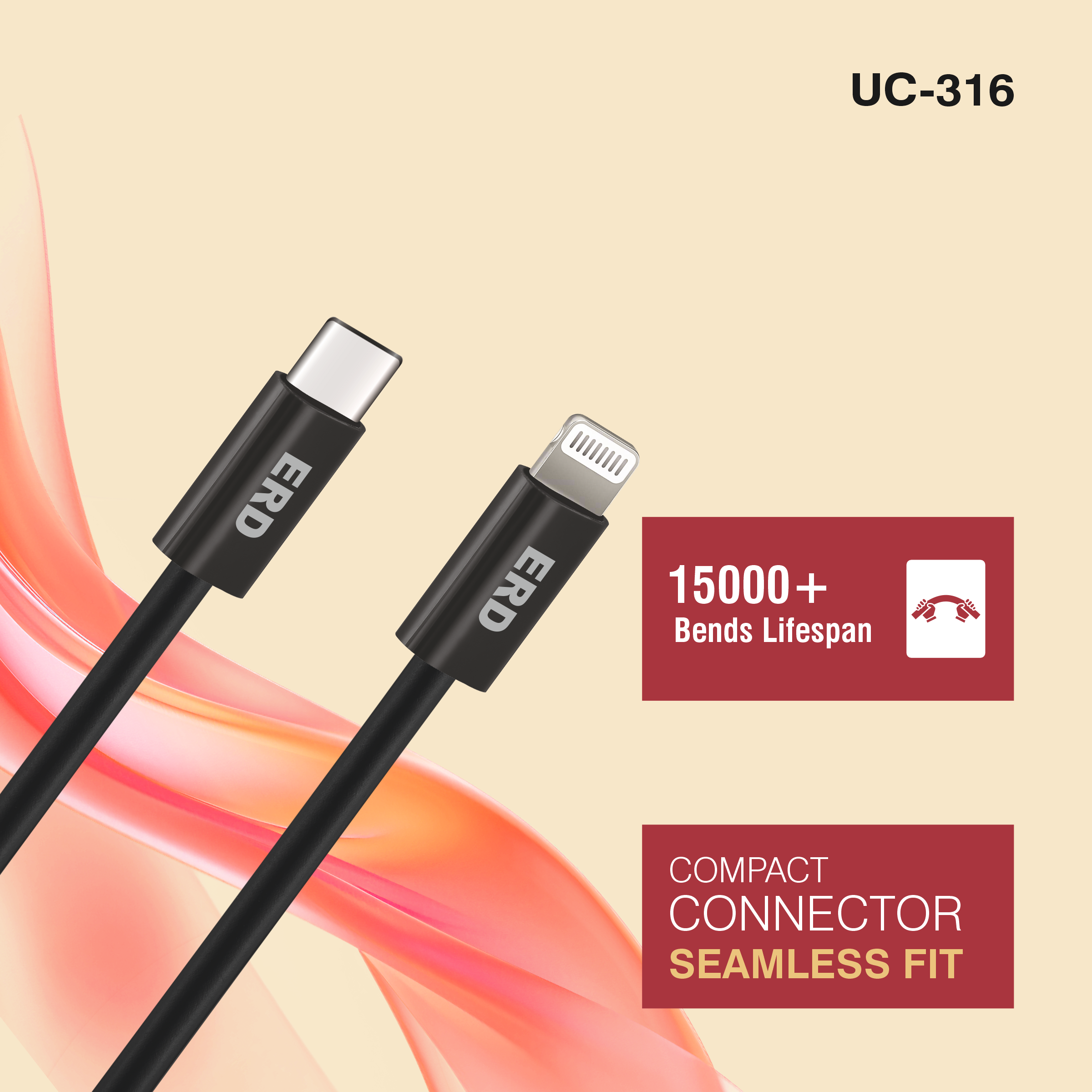 UC-316 USB-C To Lightning Solid Casing Data Cable
