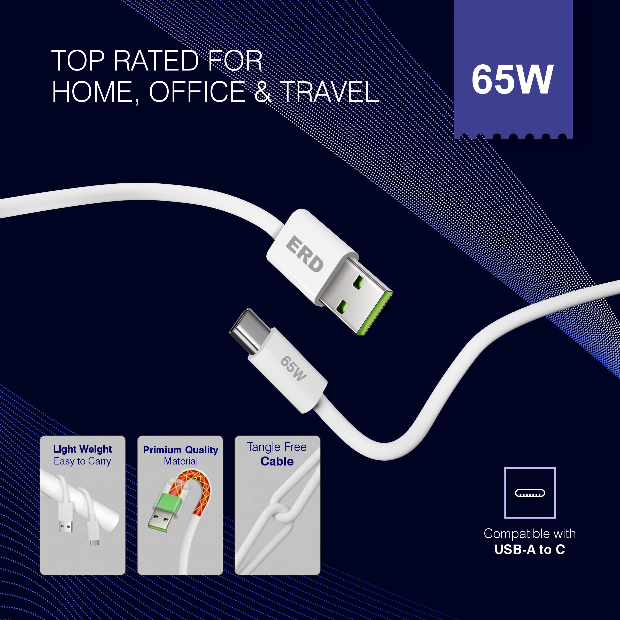ERD UC-361 USB-A TO C Data Cable-65W