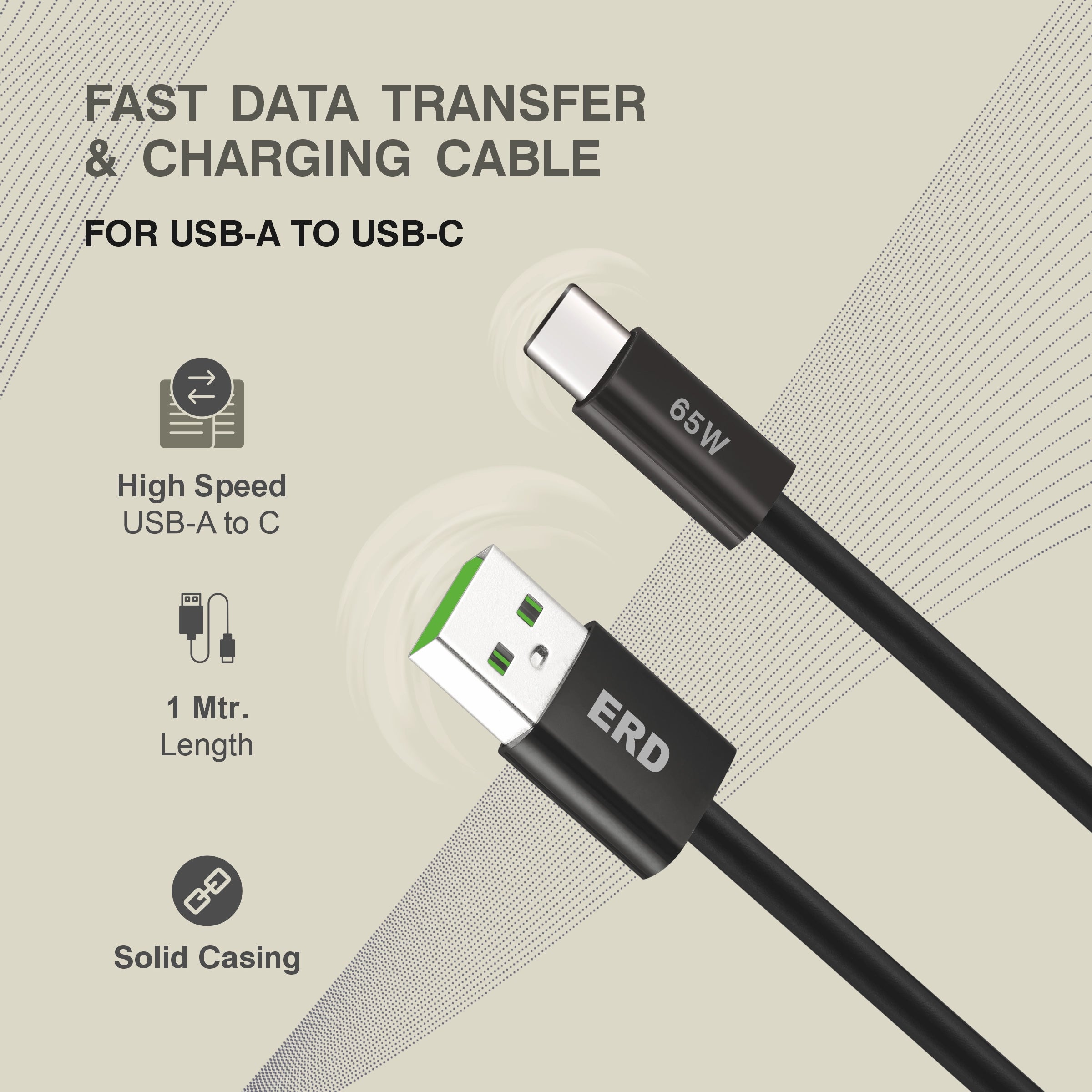 ERD UC-362 USB-A TO C Data Cable-65W