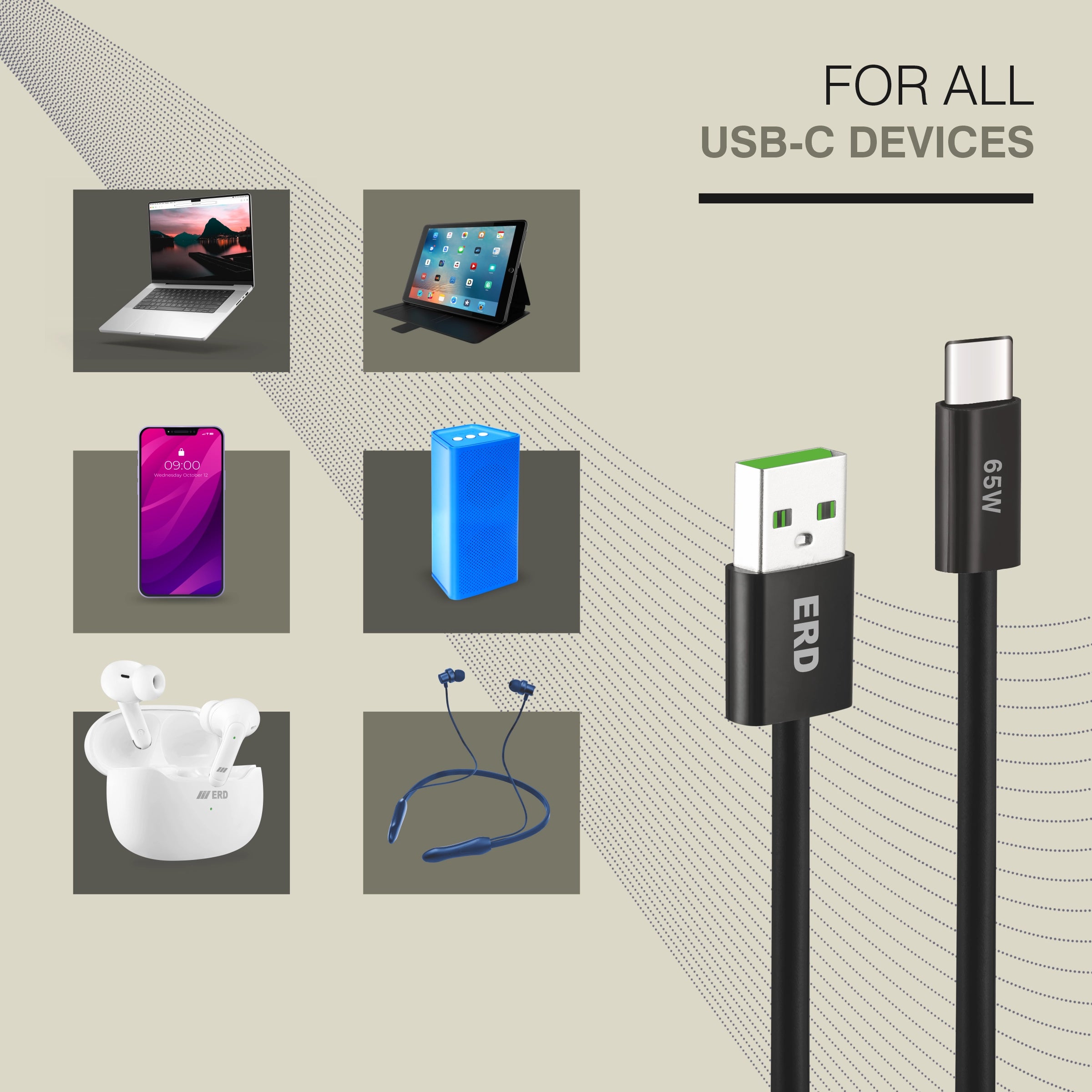 ERD UC-362 USB-A TO C Data Cable-65W