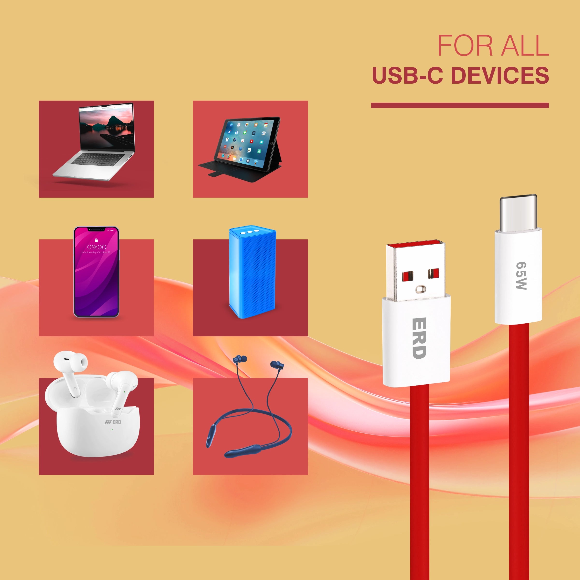 ERD UC-363 USB-A TO C Data Cable-65W