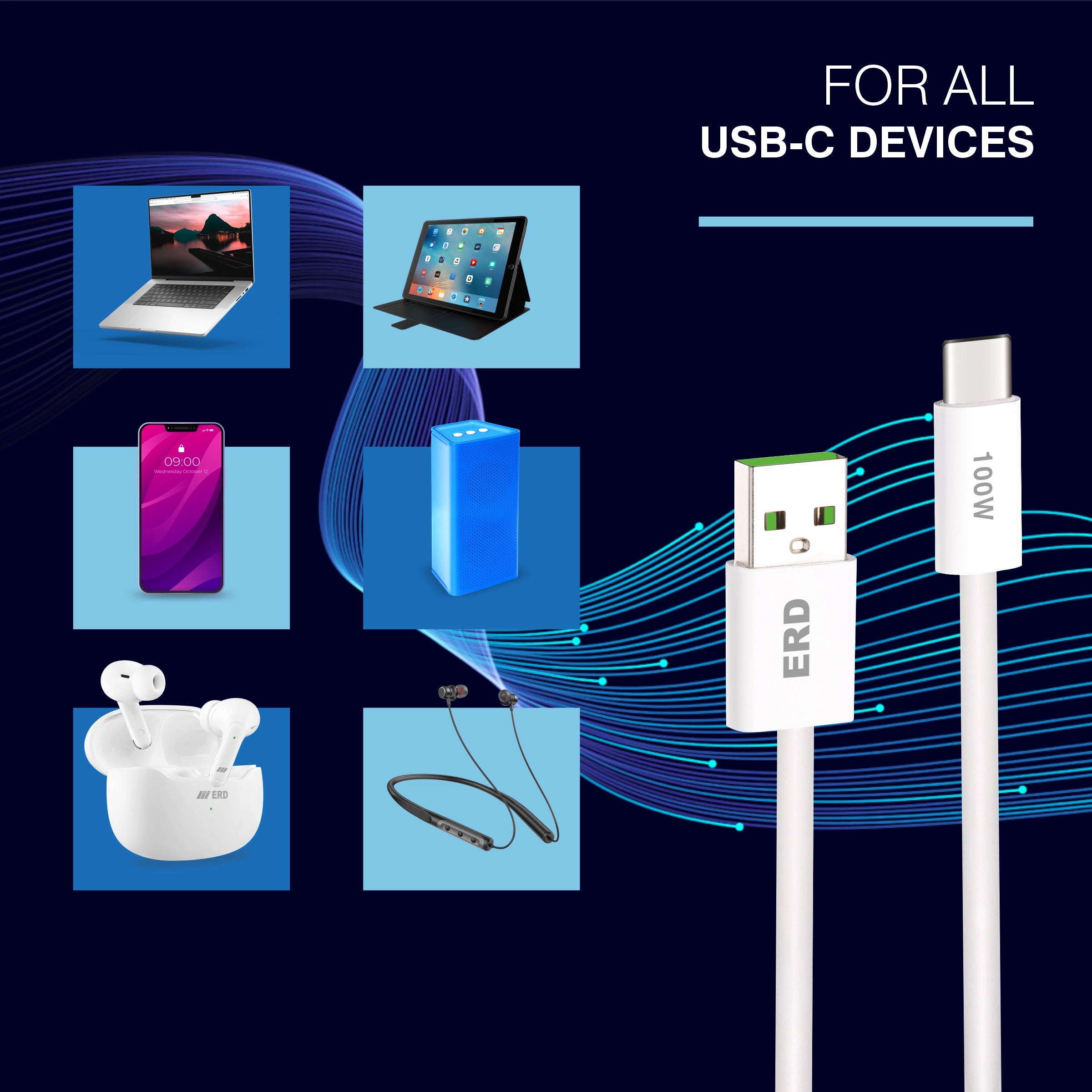 ERD UC-365 USB-A TO C Data Cable-100W