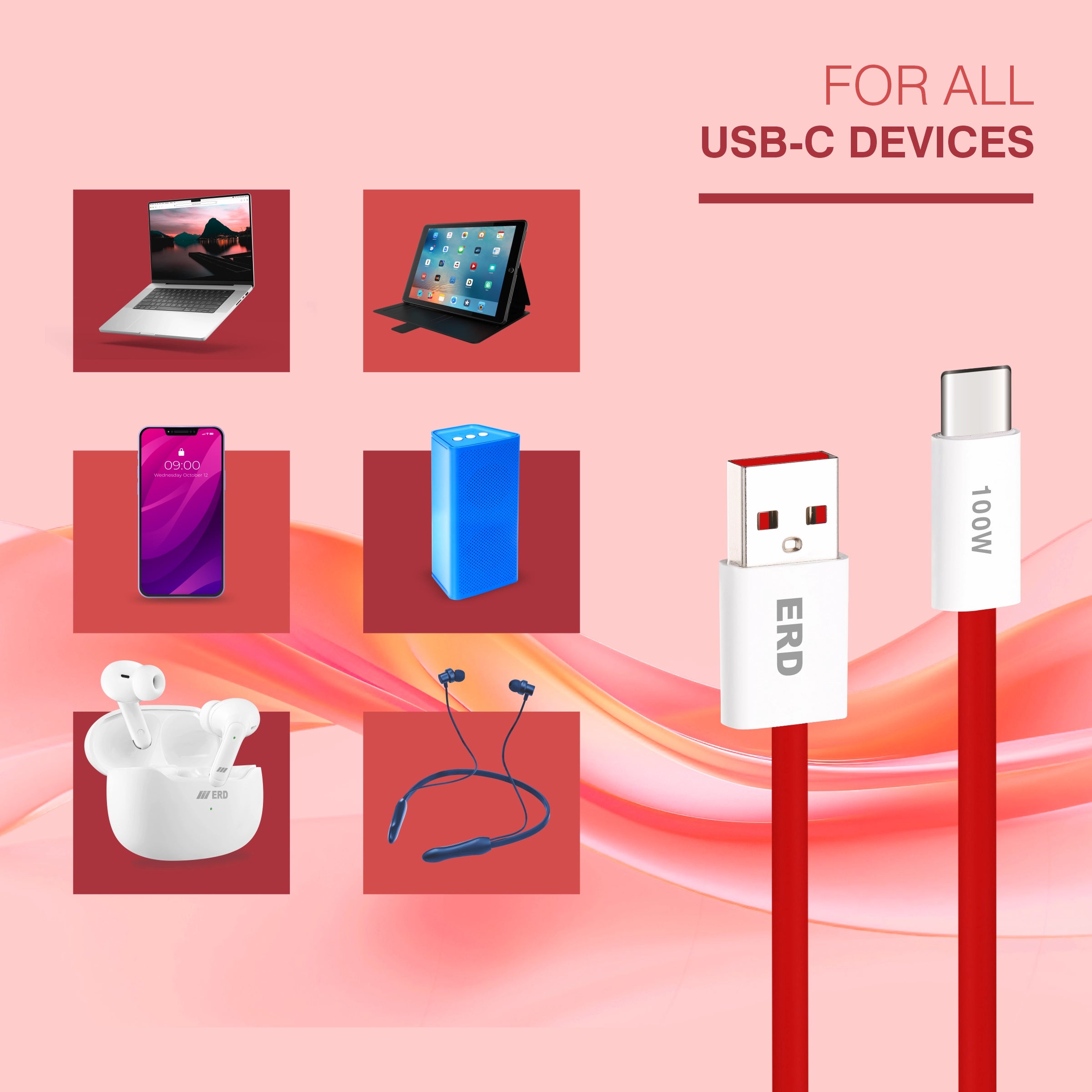 ERD UC-366 USB-A TO C Data Cable-100W